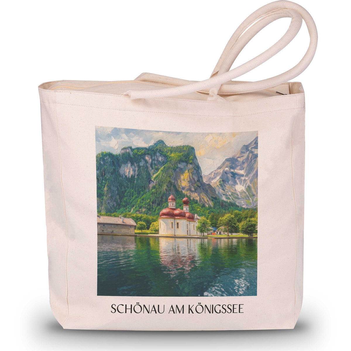 Schönau am Königssee Shopping Tasche - Berchtesgadener Land - Deutschland Tote Bag - Einkaufstasche im Ölgemälde Stil - favplace