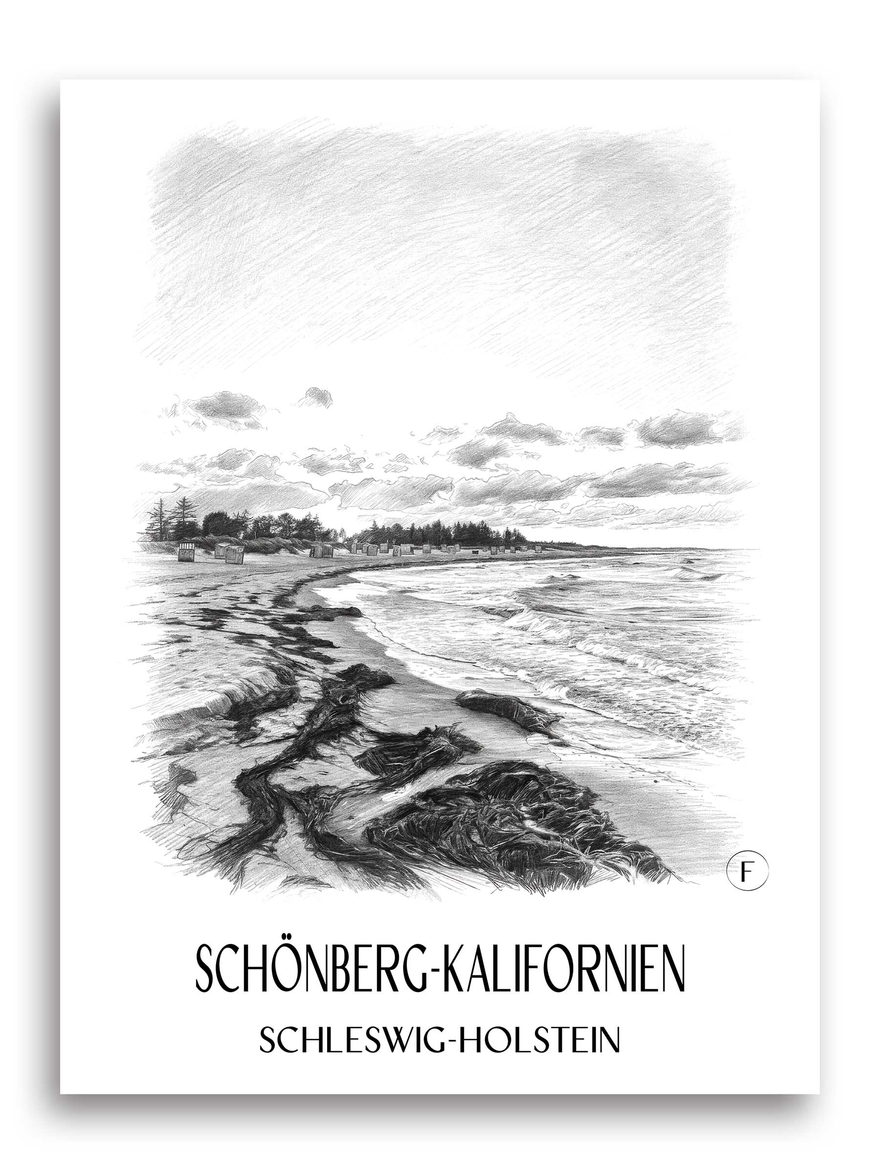 schönberg-kalifornien-schleswig-holstein-deutschland-poster-bleistift-zeichnung-drawing