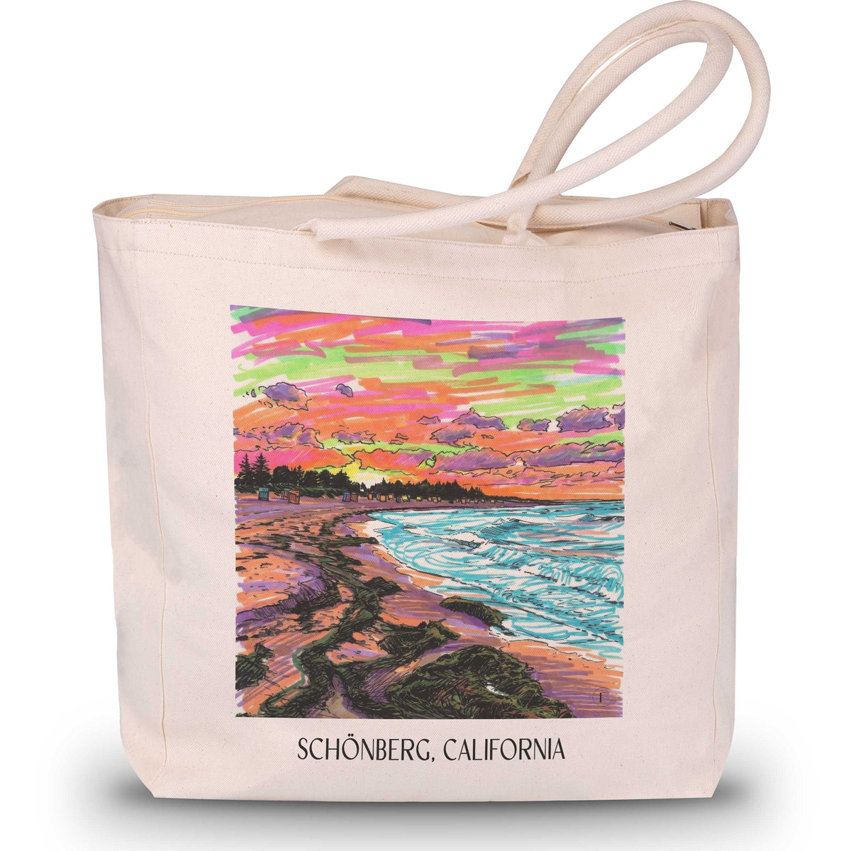 Schönberg-Kalifornien Shopping Tasche - Schleswig-Holstein - Deutschland Tote Bag - Einkaufstasche im Tag Graffiti Stil - favplace