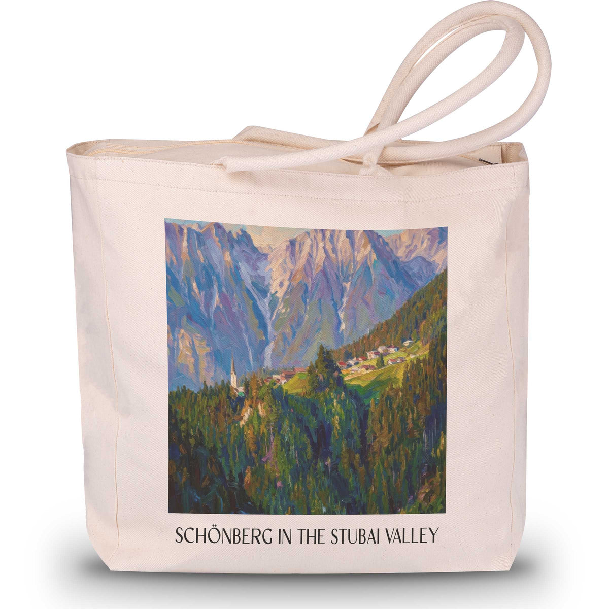 Schönberg im Stubaital Shopping Tasche - Österreich - Österreich Tote Bag - Einkaufstasche im Ölgemälde Stil - favplace