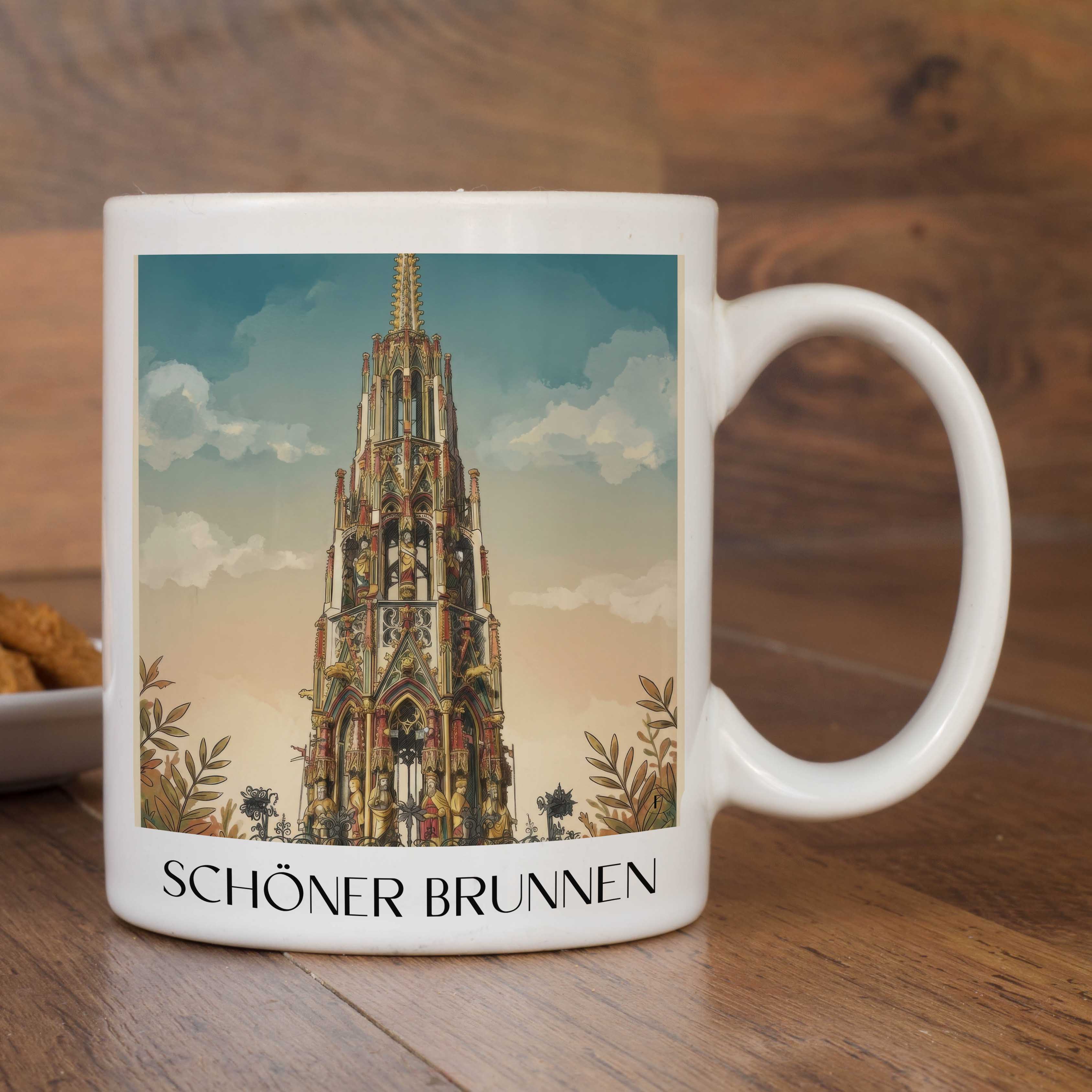schöner-brunnen-nürnberg-deutschland-kaffeebecher-aquarell