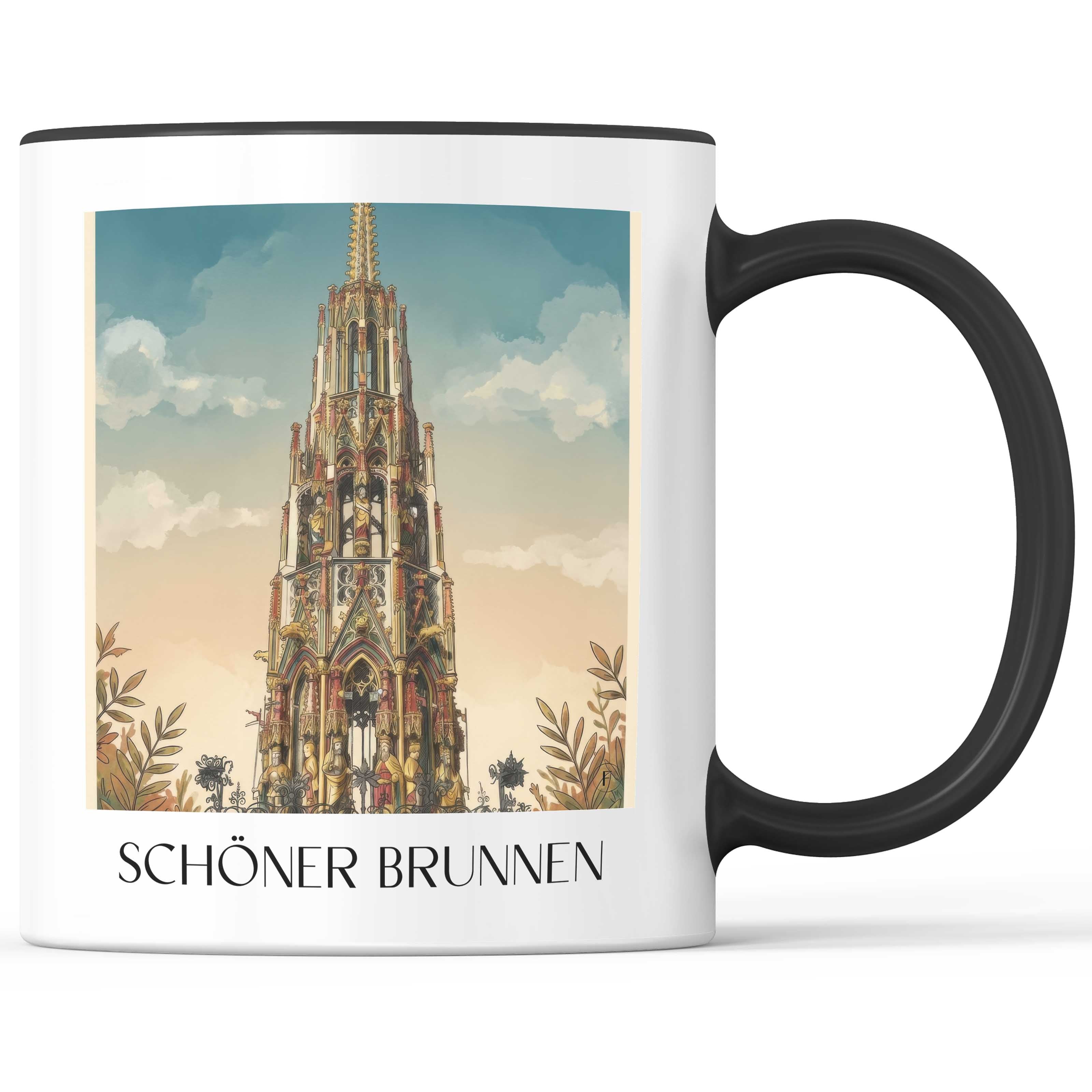 Schöner Brunnen Kaffeebecher - Nürnberg - Deutschland Becher - Kaffeetasse im Aquarell Stil - favplace