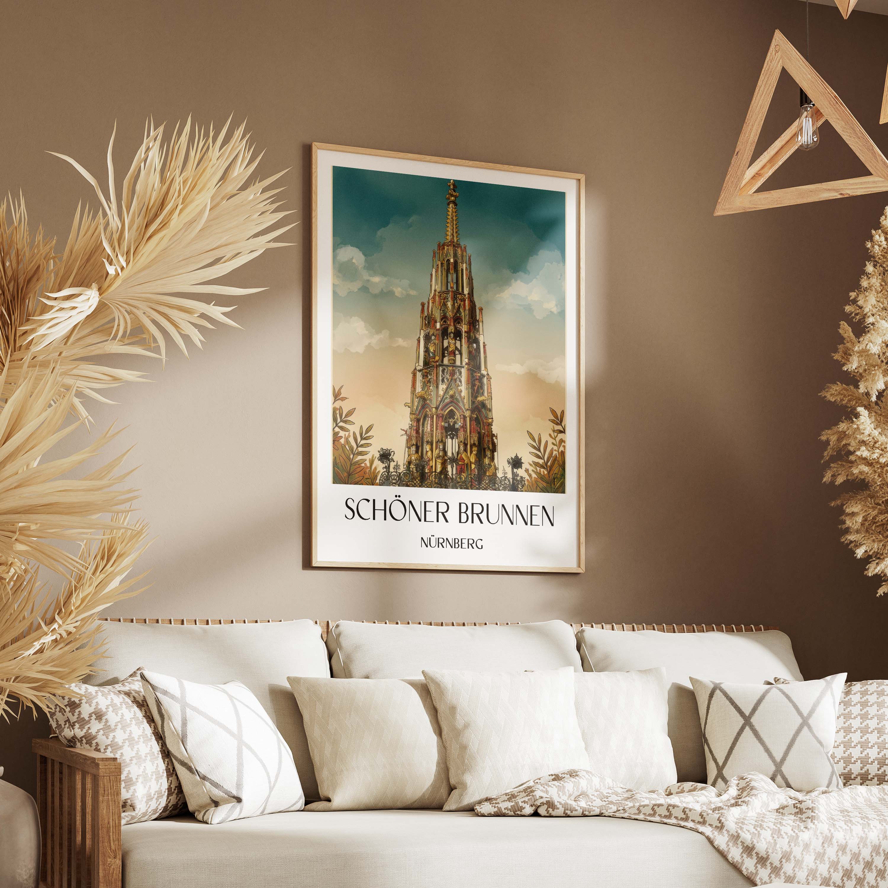schöner-brunnen-nürnberg-deutschland-poster-aquarell