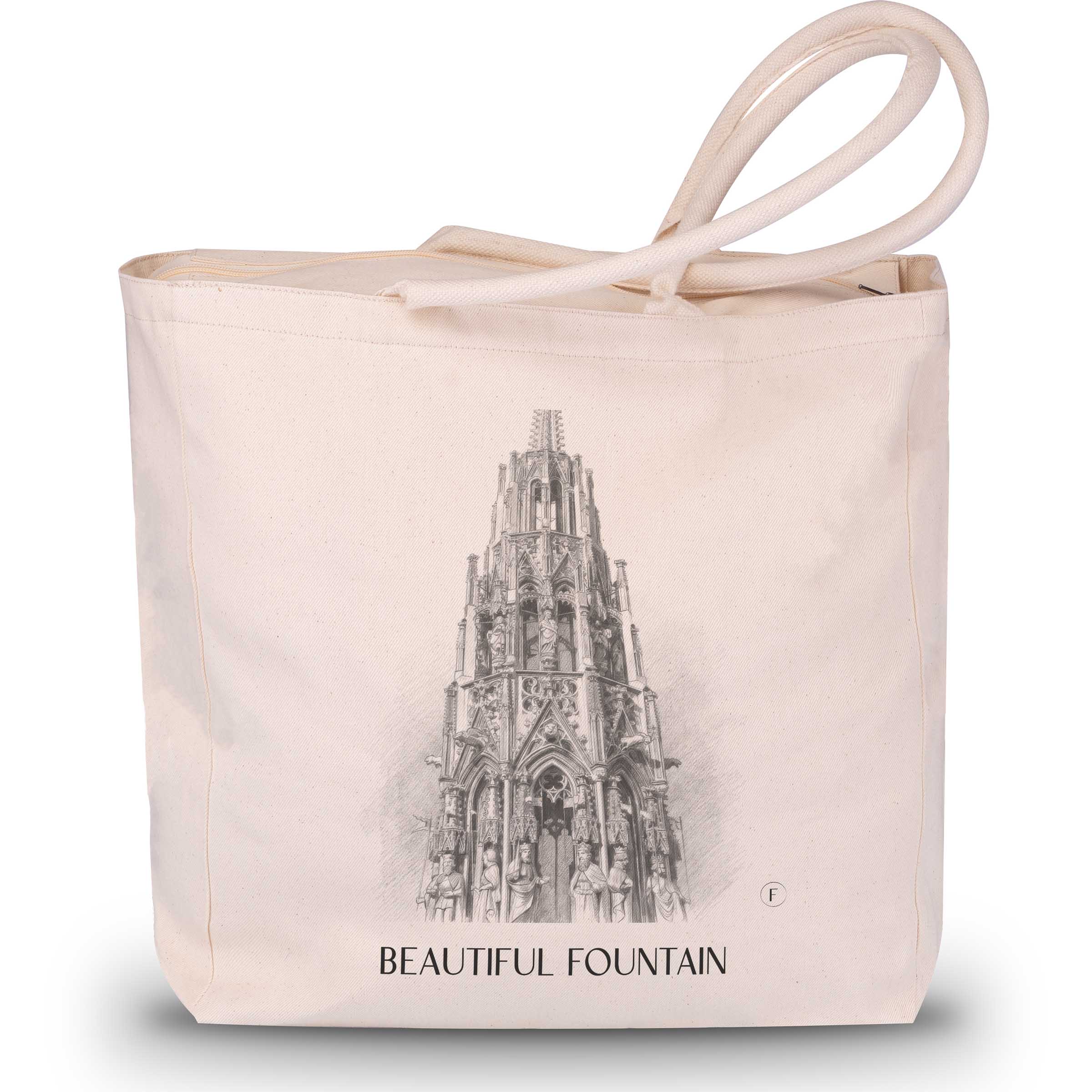 Schöner Brunnen Shopping Bag - Nuremberg - Germany Tote Bag - Drawing Style Shopping Bag