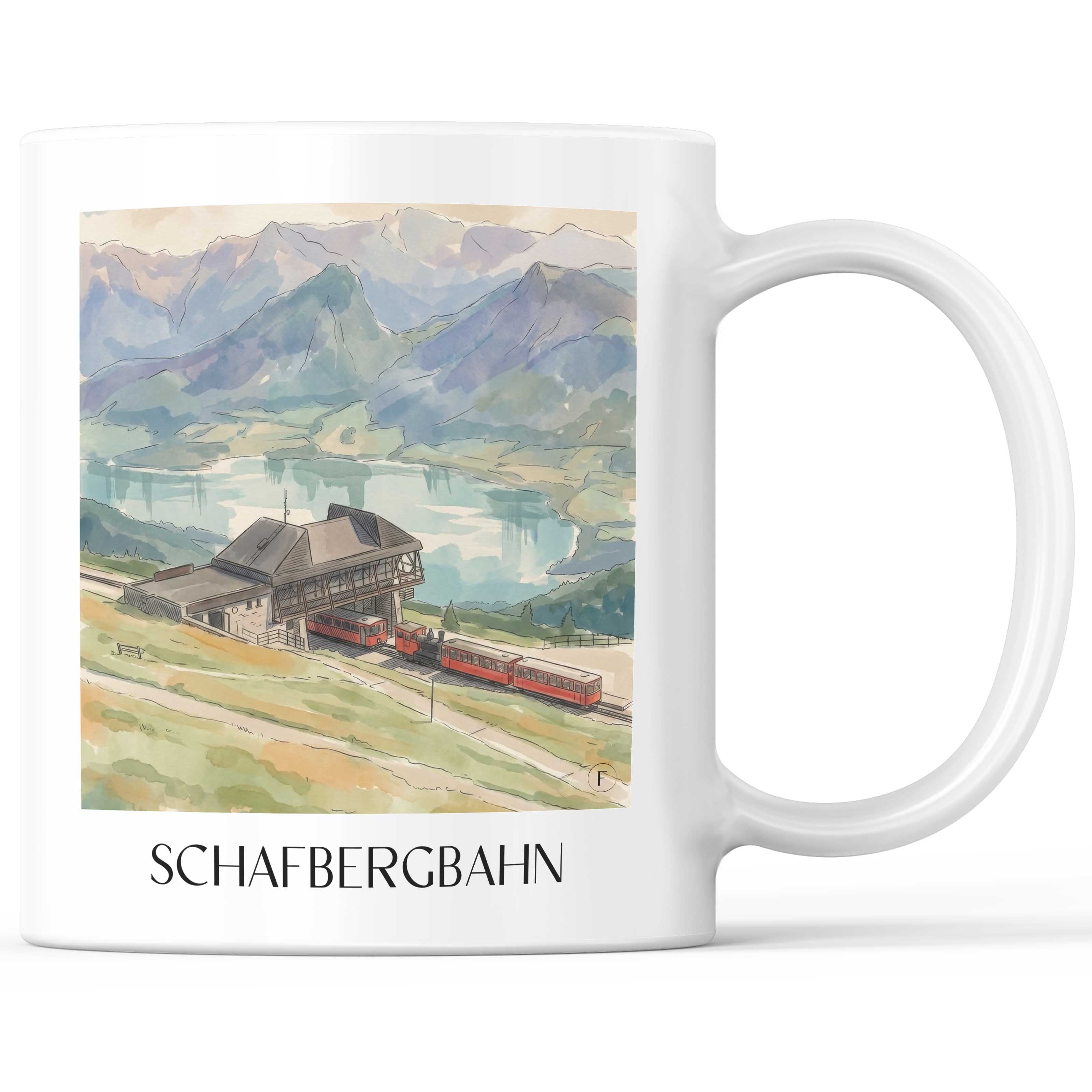schafbergbahn-st.-wolfgang-österreich-kaffeebecher-aquarell