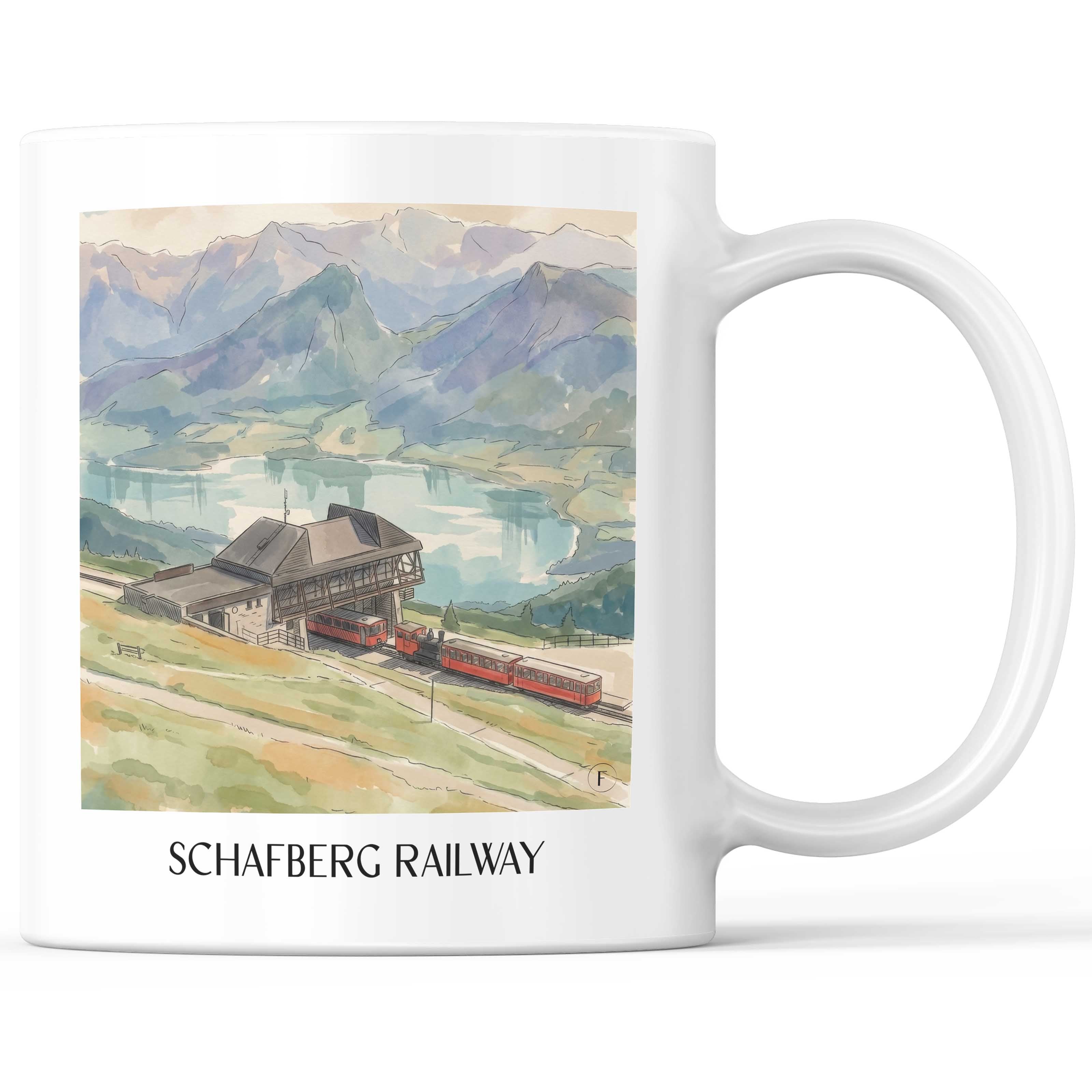 Schafbergbahn Kaffeebecher - St. Wolfgang - Österreich Becher - Kaffeetasse im Aquarell Stil - favplace