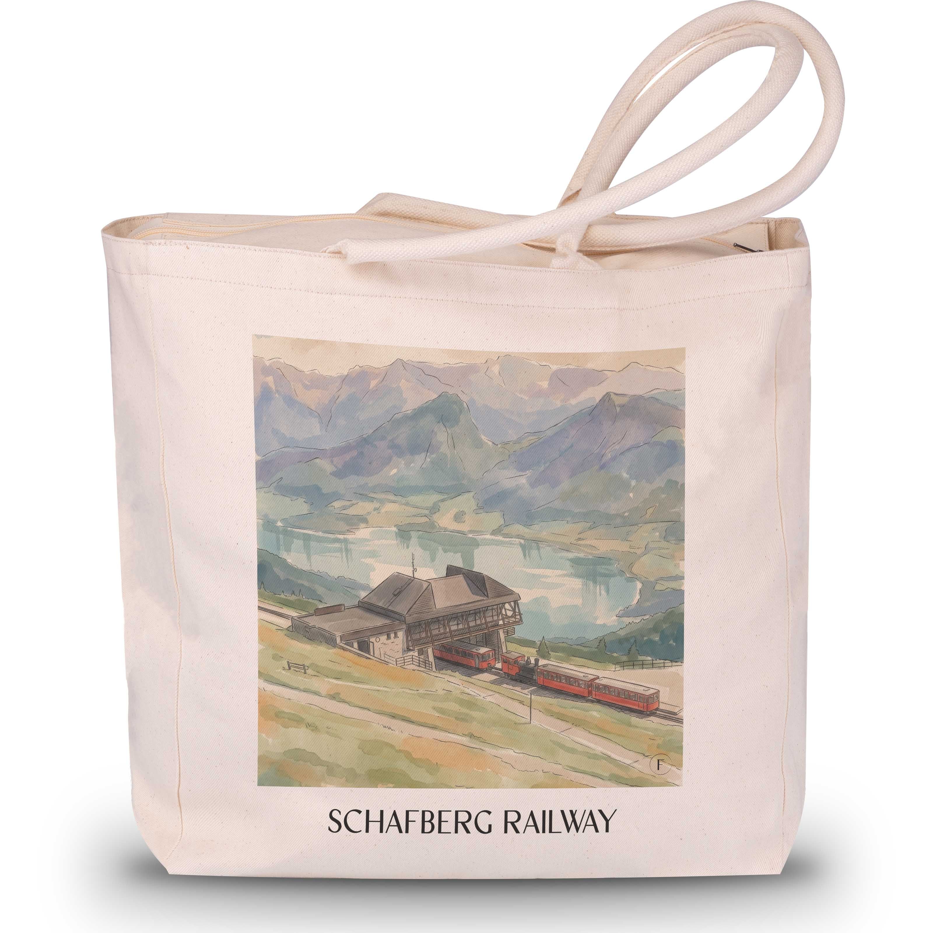 Schafbergbahn Shopping Tasche - St. Wolfgang - Österreich Tote Bag - Einkaufstasche im Aquarell Stil - favplace