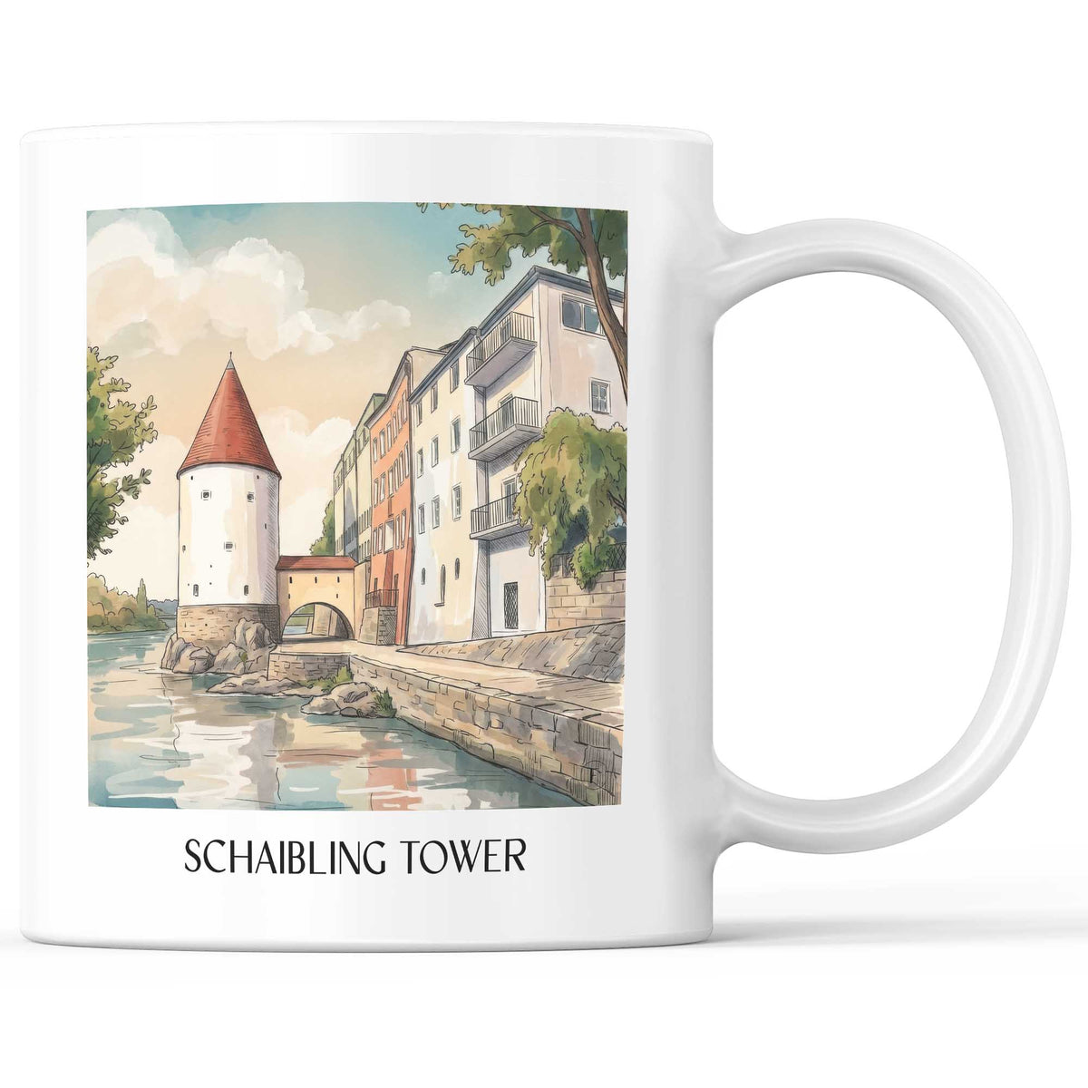 Schaiblingsturm Kaffeebecher - Passau - Deutschland Becher - Kaffeetasse im Aquarell Stil - favplace