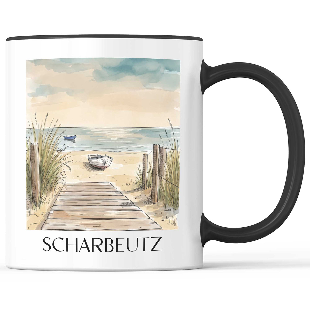 scharbeutz-ostholstein-deutschland-kaffeebecher-aquarell
