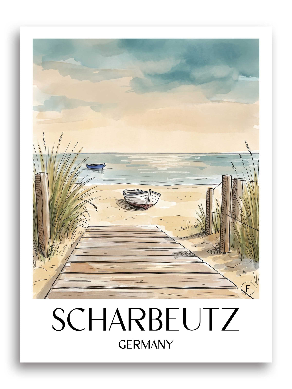 Scharbeutz Poster - Ostholstein - Deutschland Kunstdruck - Aquarell von A4 bis A1 - favplace
