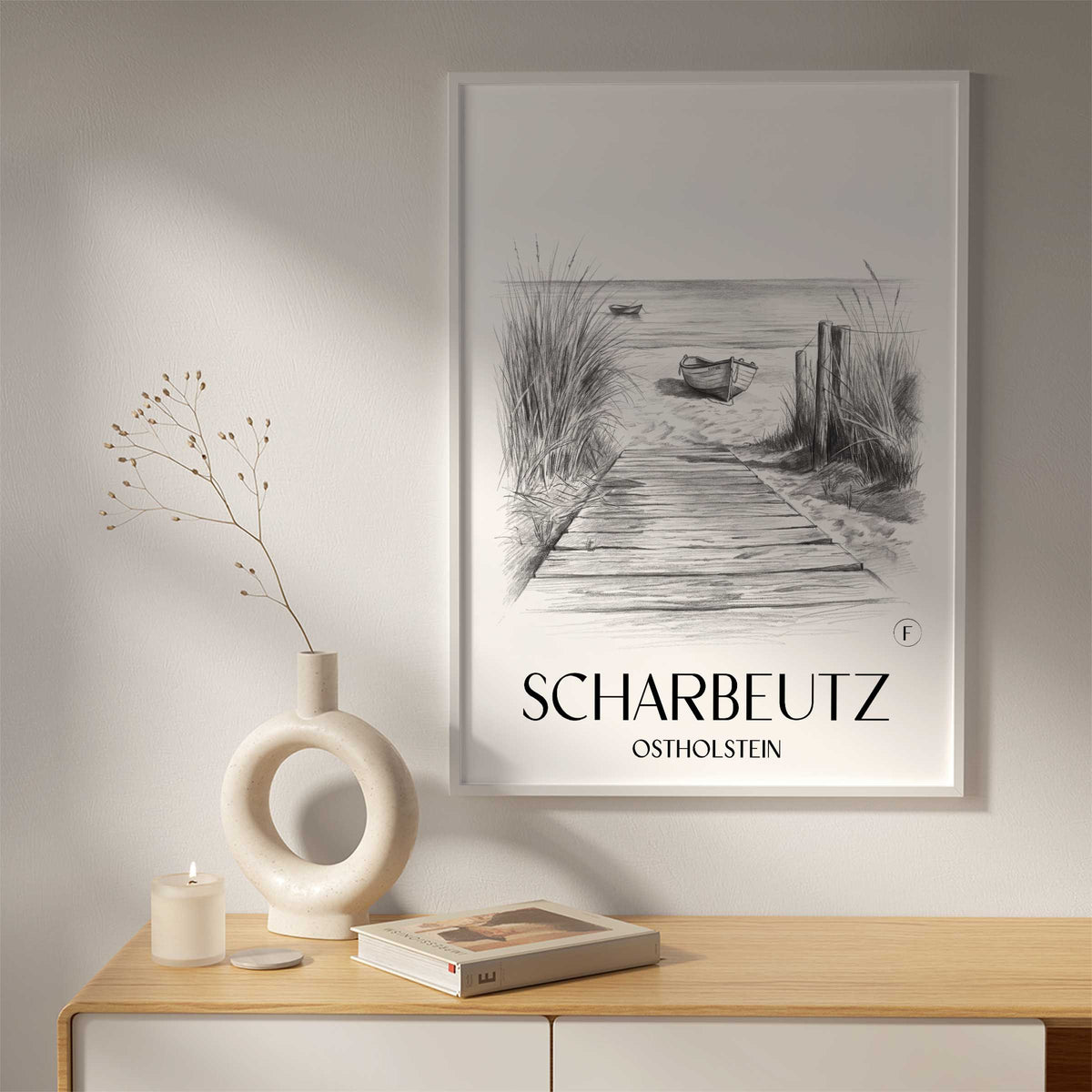 scharbeutz-ostholstein-deutschland-poster-bleistift-zeichnung-drawing