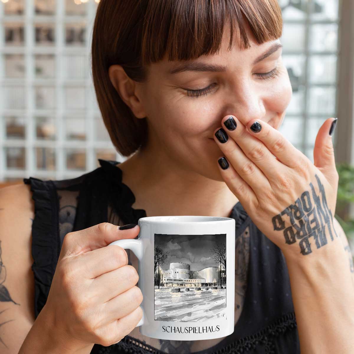 schauspielhaus-düsseldorf-deutschland-kaffeebecher-aquarell-schwarz-weiss