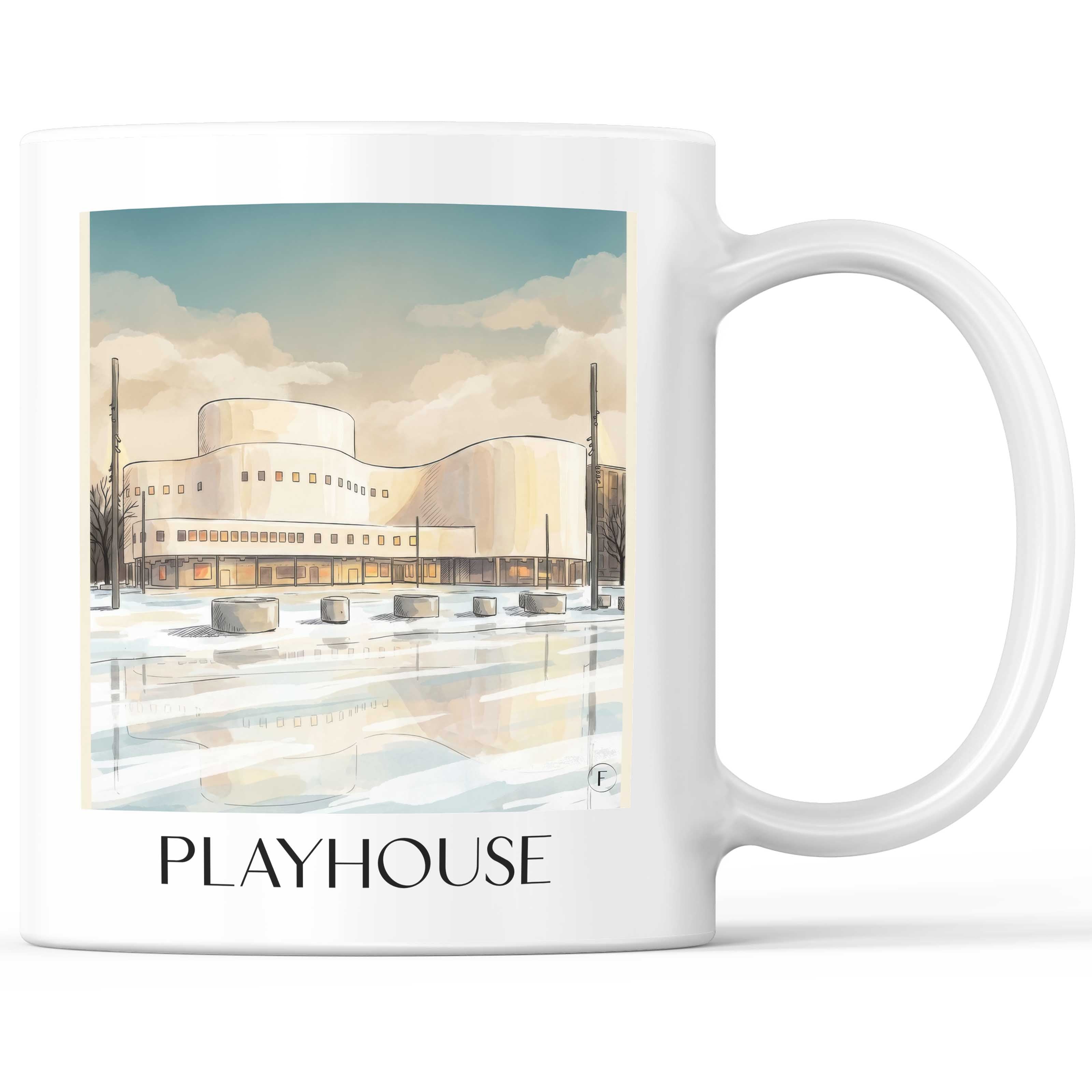 Schauspielhaus Kaffeebecher - Düsseldorf - Deutschland Becher - Kaffeetasse im Aquarell Stil - favplace