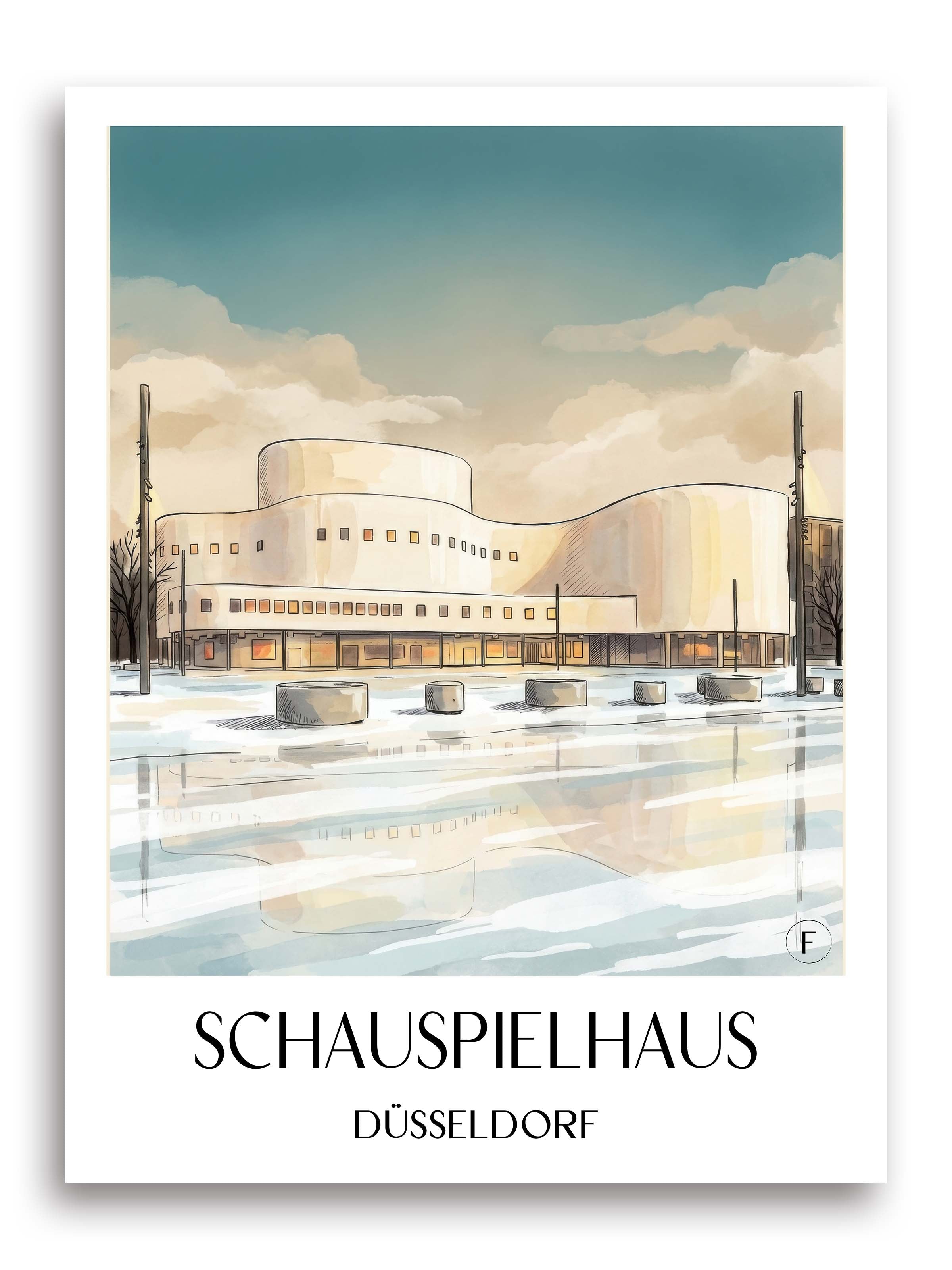 schauspielhaus-düsseldorf-deutschland-poster-aquarell