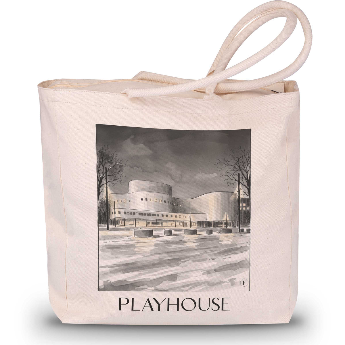 Schauspielhaus Shopping Tasche - Düsseldorf - Deutschland Tote Bag - Einkaufstasche im Aquarell Schwarz-Weiß Stil - favplace