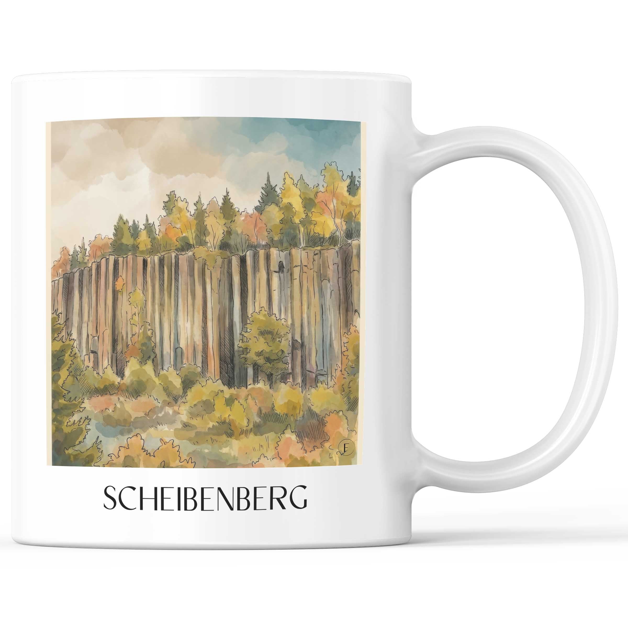 Scheibenberg Kaffeebecher - Erzgebirge - Deutschland Becher - Kaffeetasse im Aquarell Stil - favplace