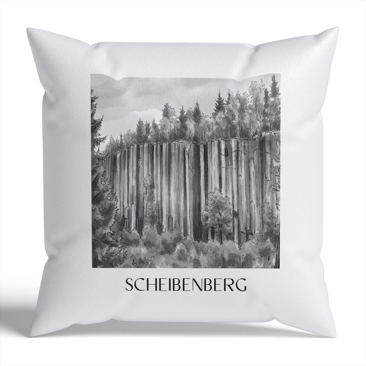 scheibenberg-erzgebirge-deutschland-kissenbezug-aquarell-schwarz-weiss