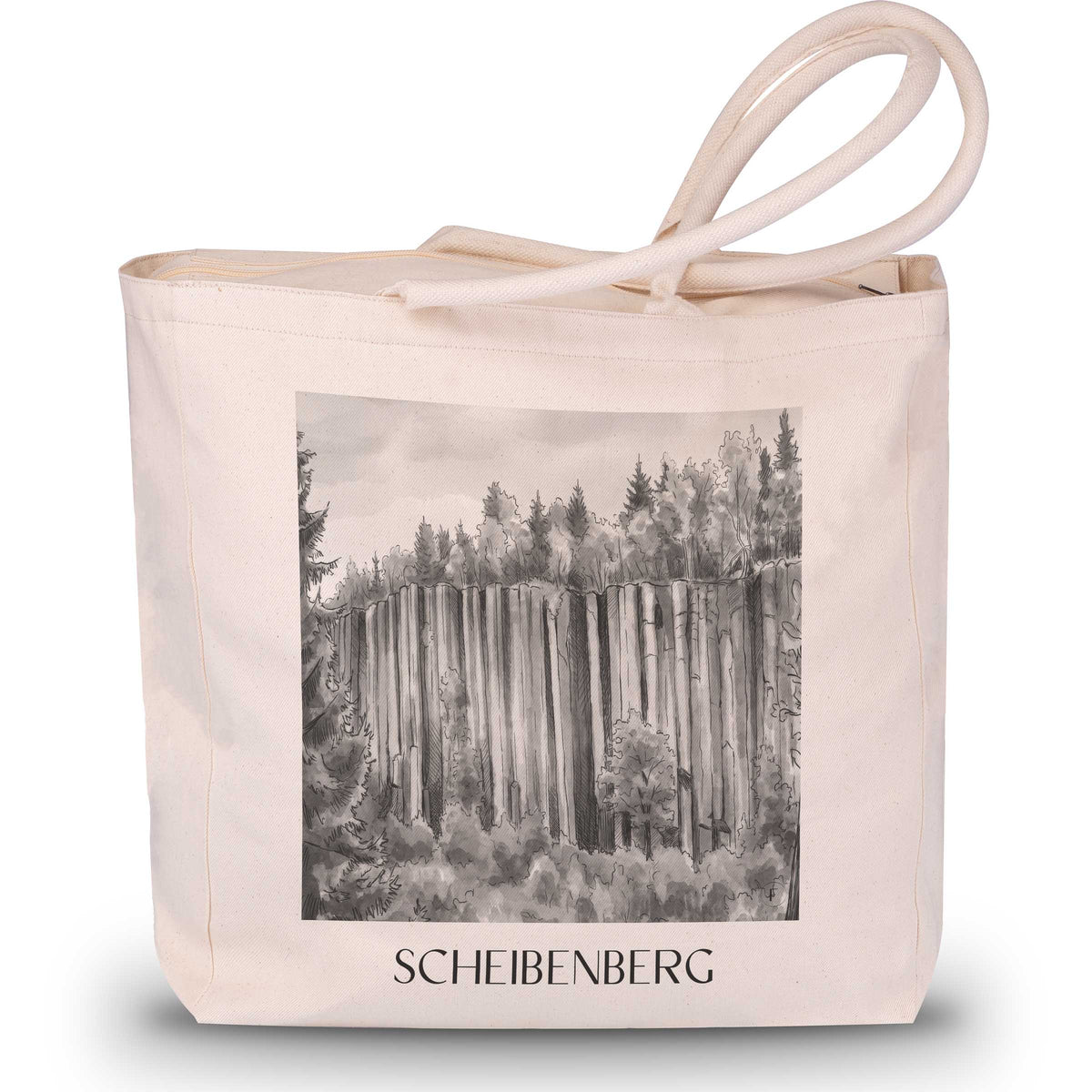Scheibenberg Shopping Tasche - Erzgebirge - Deutschland Tote Bag - Einkaufstasche im Aquarell Schwarz-Weiß Stil - favplace