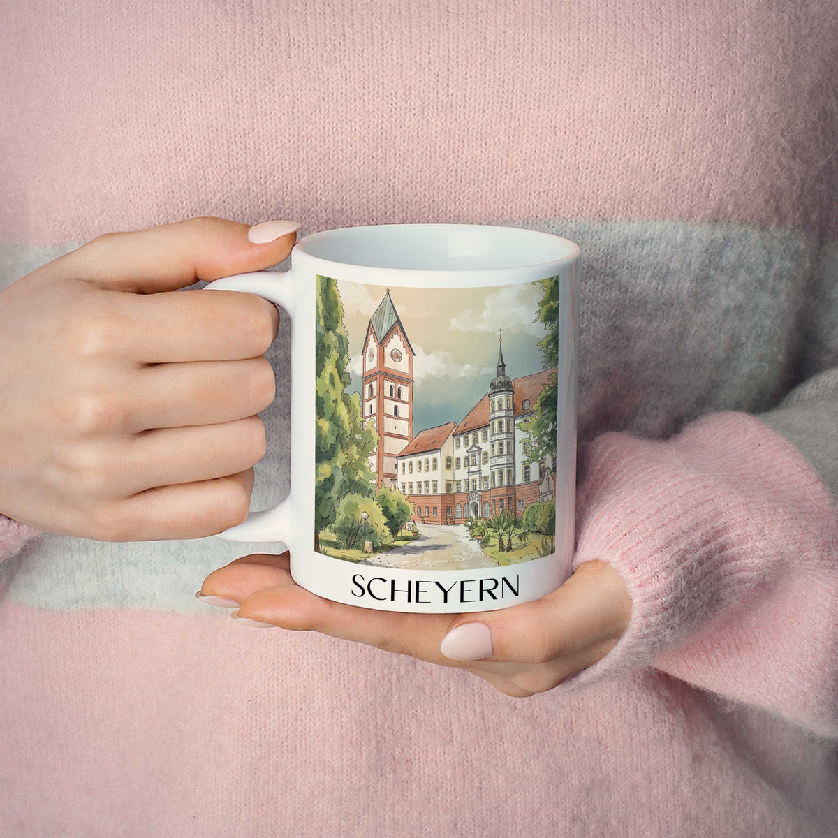 scheyern-hallertau-deutschland-kaffeebecher-aquarell