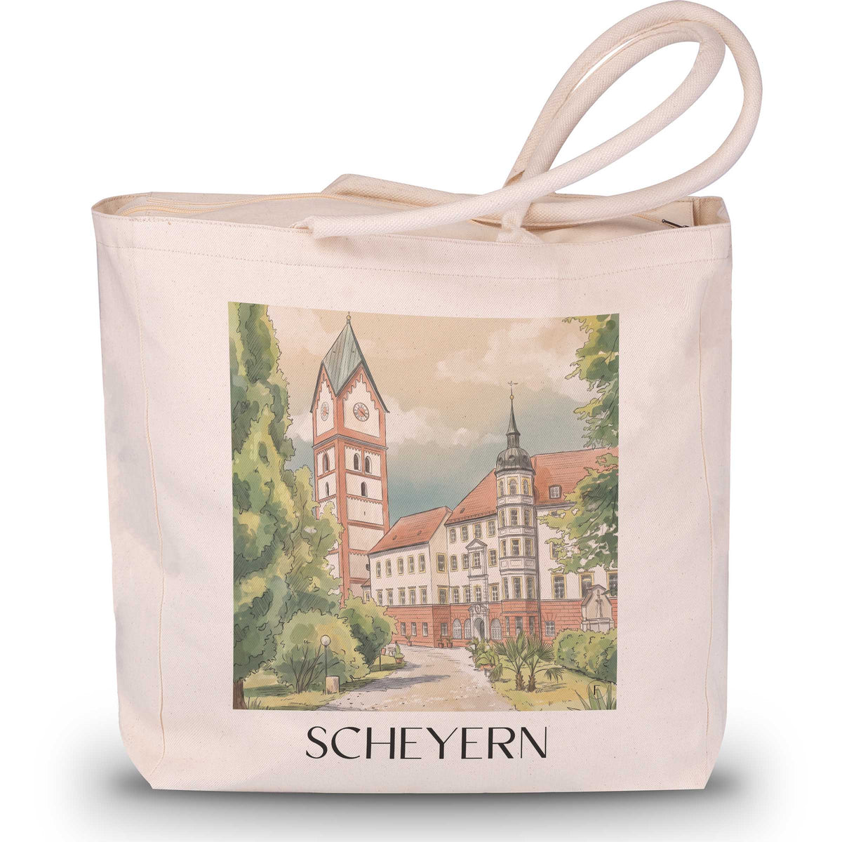 scheyern-hallertau-deutschland-einkaufstasche-aquarell