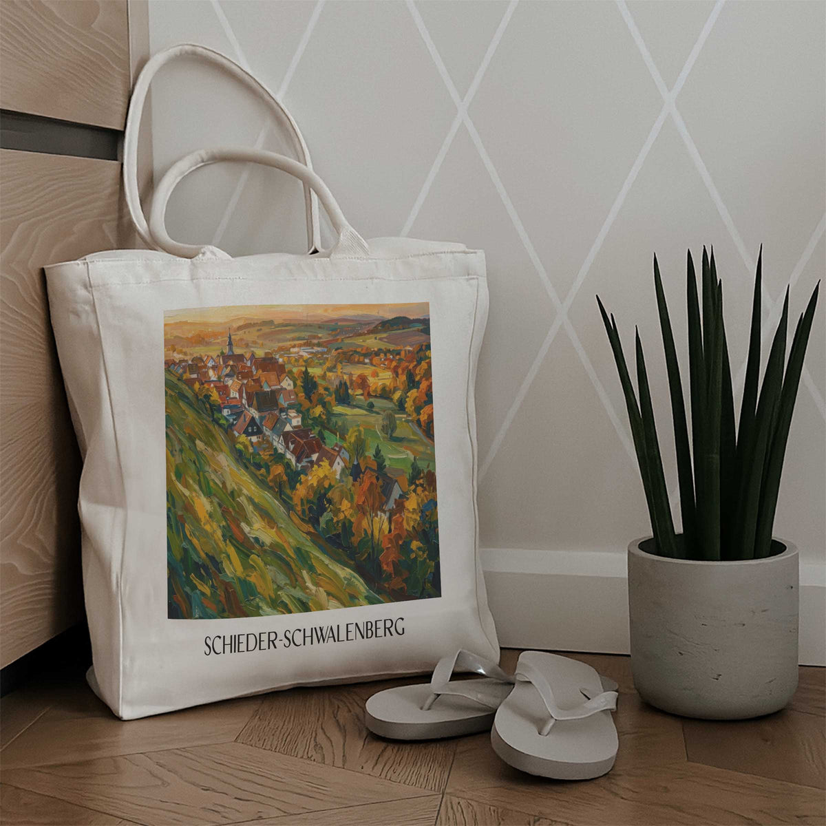 schieder-schwalenberg-ostwestfalen-lippe-deutschland-einkaufstasche-oil-painting-oelgemaelde