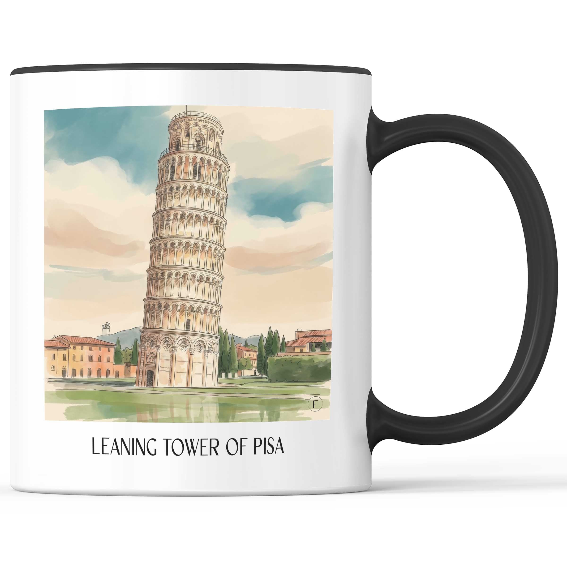 Schiefer Turm von Pisa Kaffeebecher - Toskana - Italien Becher - Kaffeetasse im Aquarell Stil - favplace