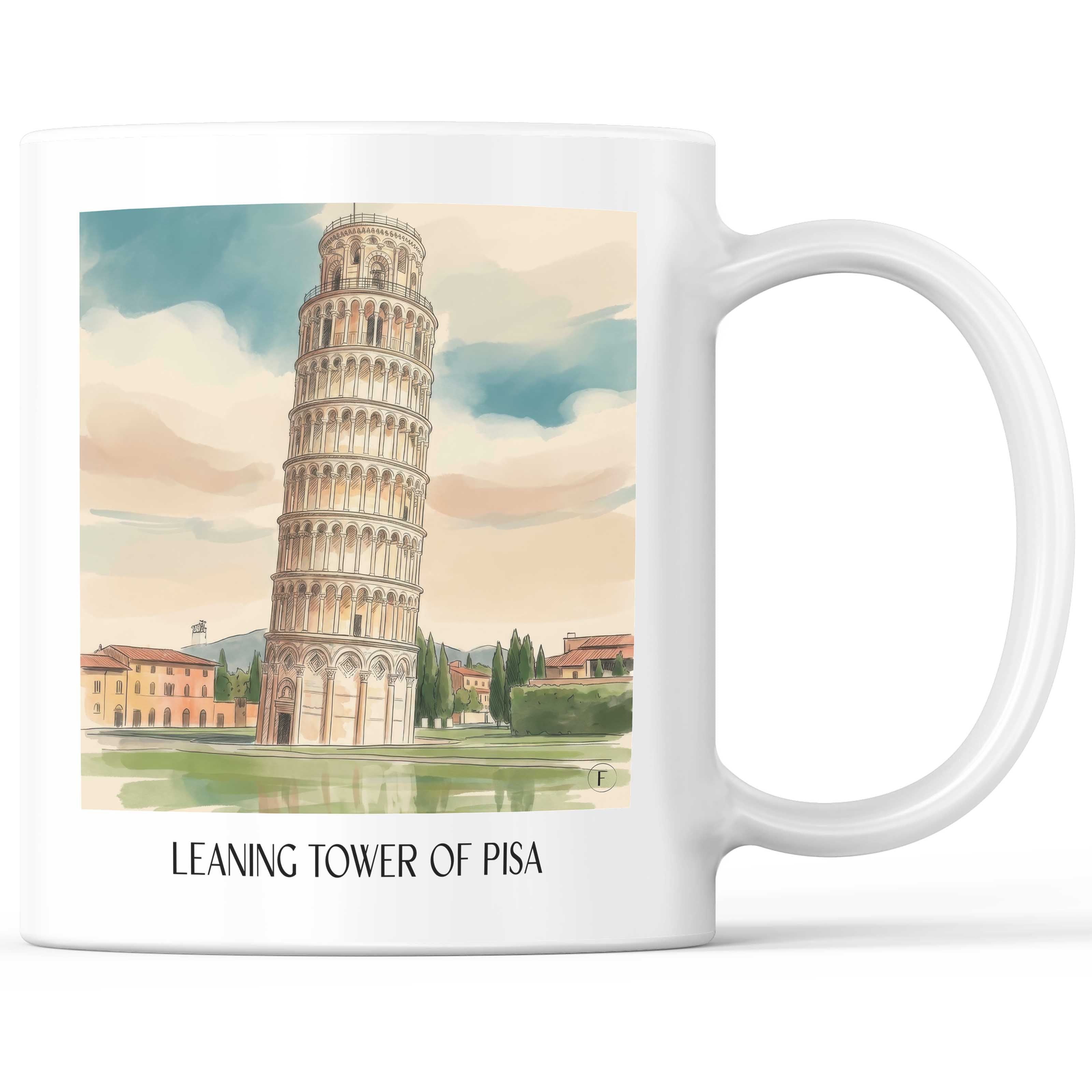 Schiefer Turm von Pisa Kaffeebecher - Toskana - Italien Becher - Kaffeetasse im Aquarell Stil - favplace