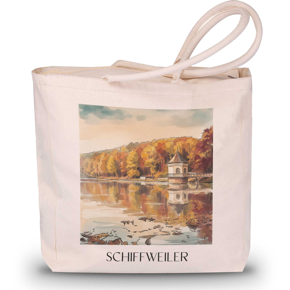 Schiffweiler Shopping Tasche - Saarpfalz - Deutschland Tote Bag - Einkaufstasche im Aquarell Stil - favplace