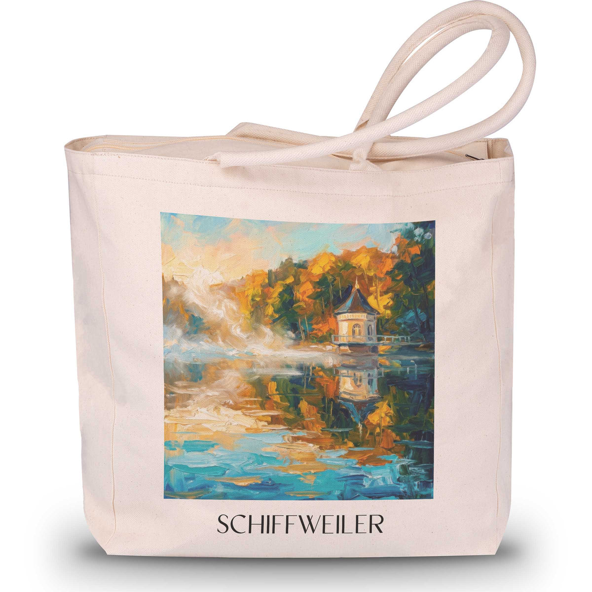 Schiffweiler Shopping Tasche - Saarpfalz - Deutschland Tote Bag - Einkaufstasche im Ölgemälde Stil - favplace