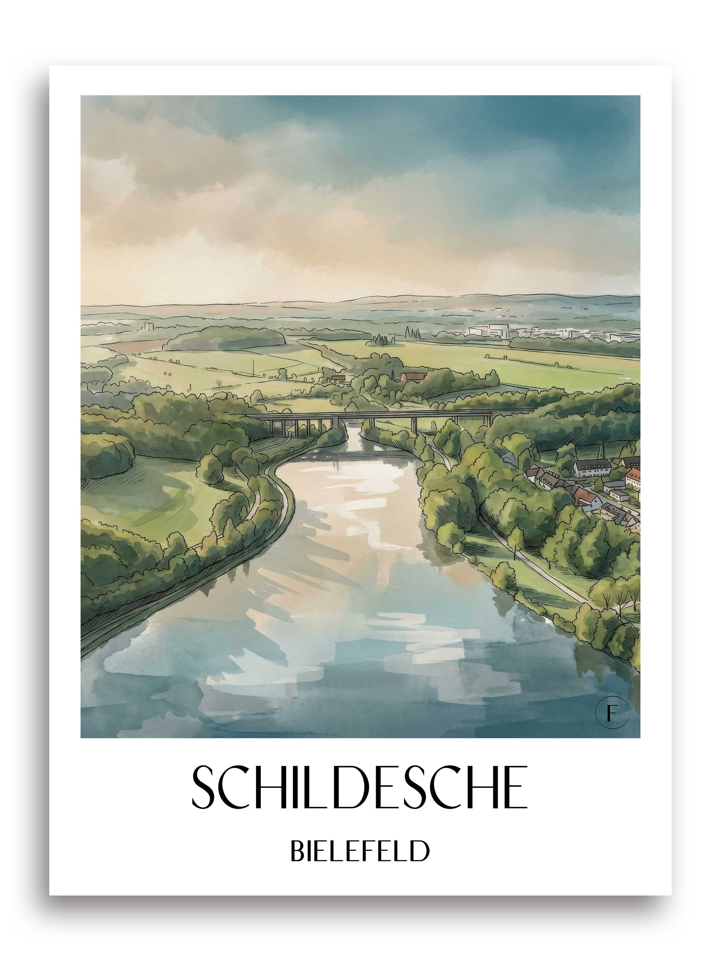 Schildesche Poster - Bielefeld - Deutschland Kunstdruck - Aquarell von A4 bis A1 - favplace