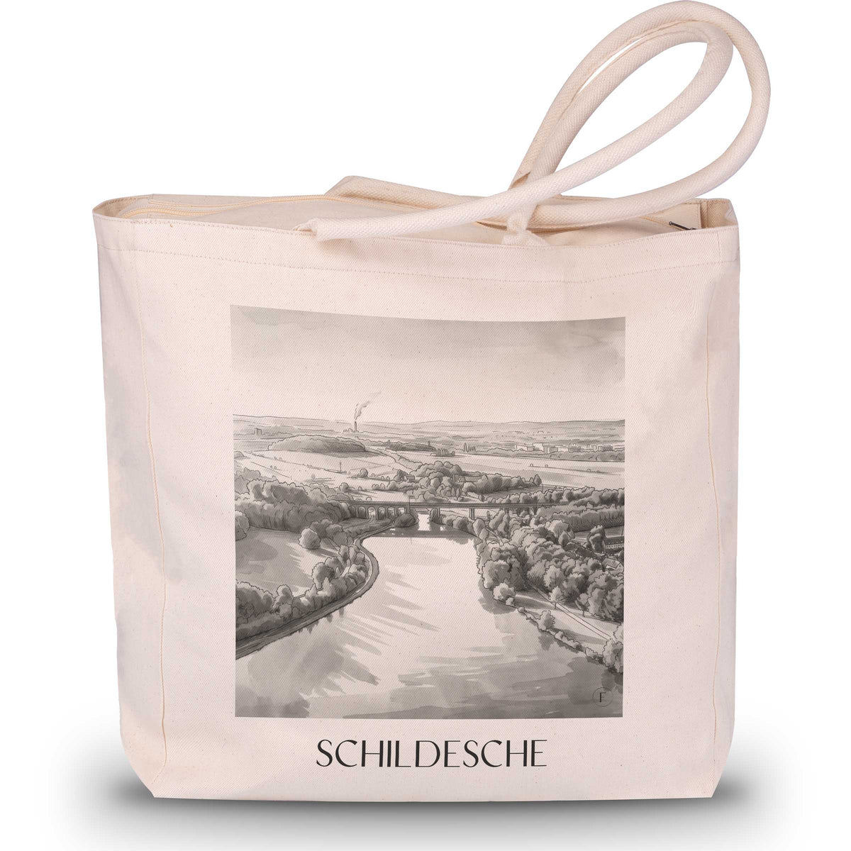 Schildesche Shopping Tasche - Bielefeld - Deutschland Tote Bag - Einkaufstasche im Aquarell Schwarz-Weiß Stil - favplace