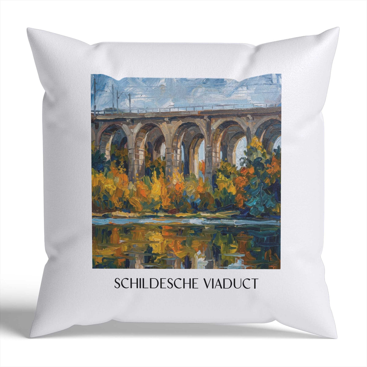 Schildescher Viadukt Kissenhülle - Zierkissen Bezug - Bielefeld - Deutschland Kissen bzw. Kissenbezug im Ölgemälde Stil - favplace