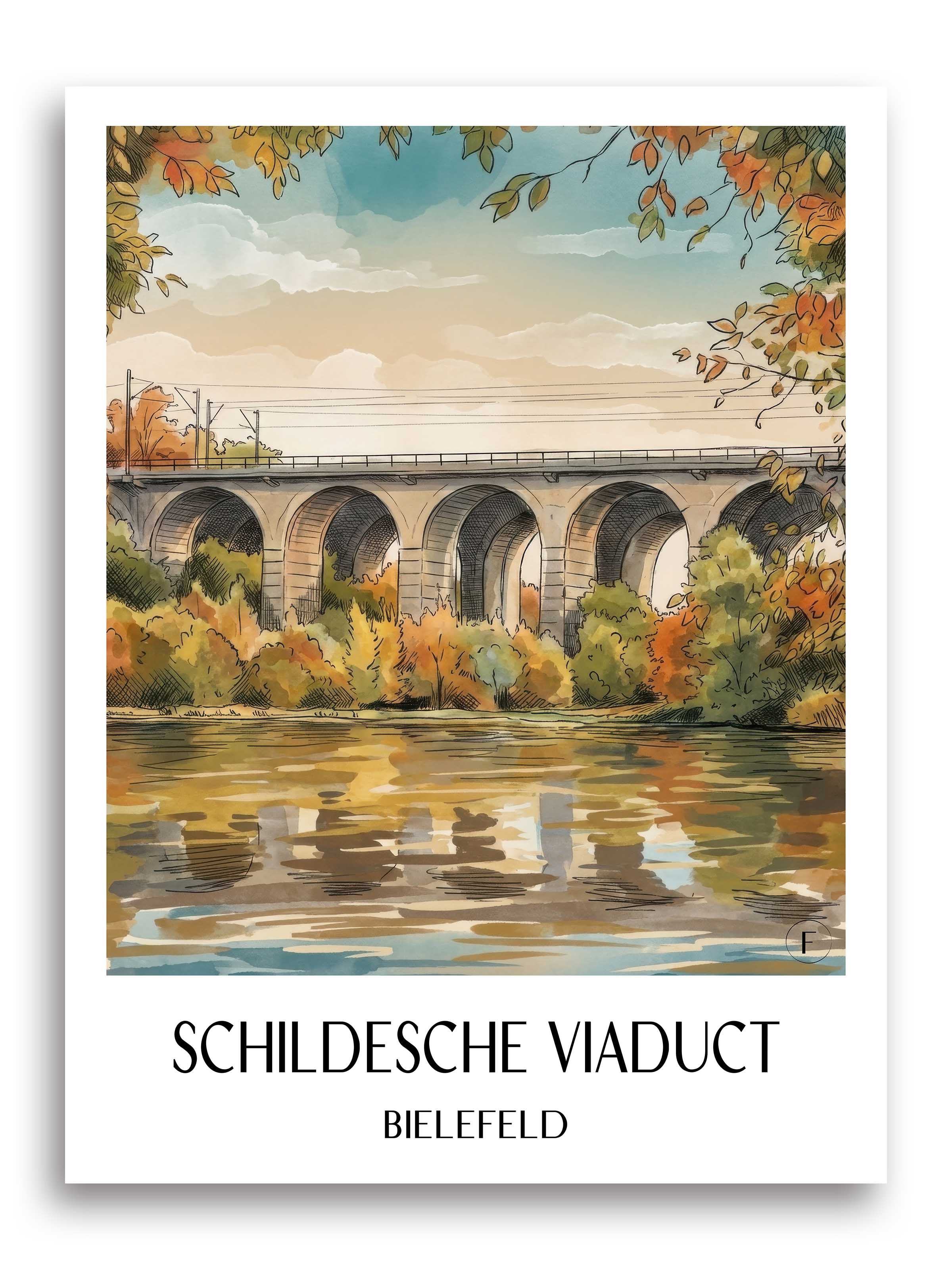Schildescher Viadukt Poster - Bielefeld - Deutschland Kunstdruck - Aquarell von A4 bis A1 - favplace