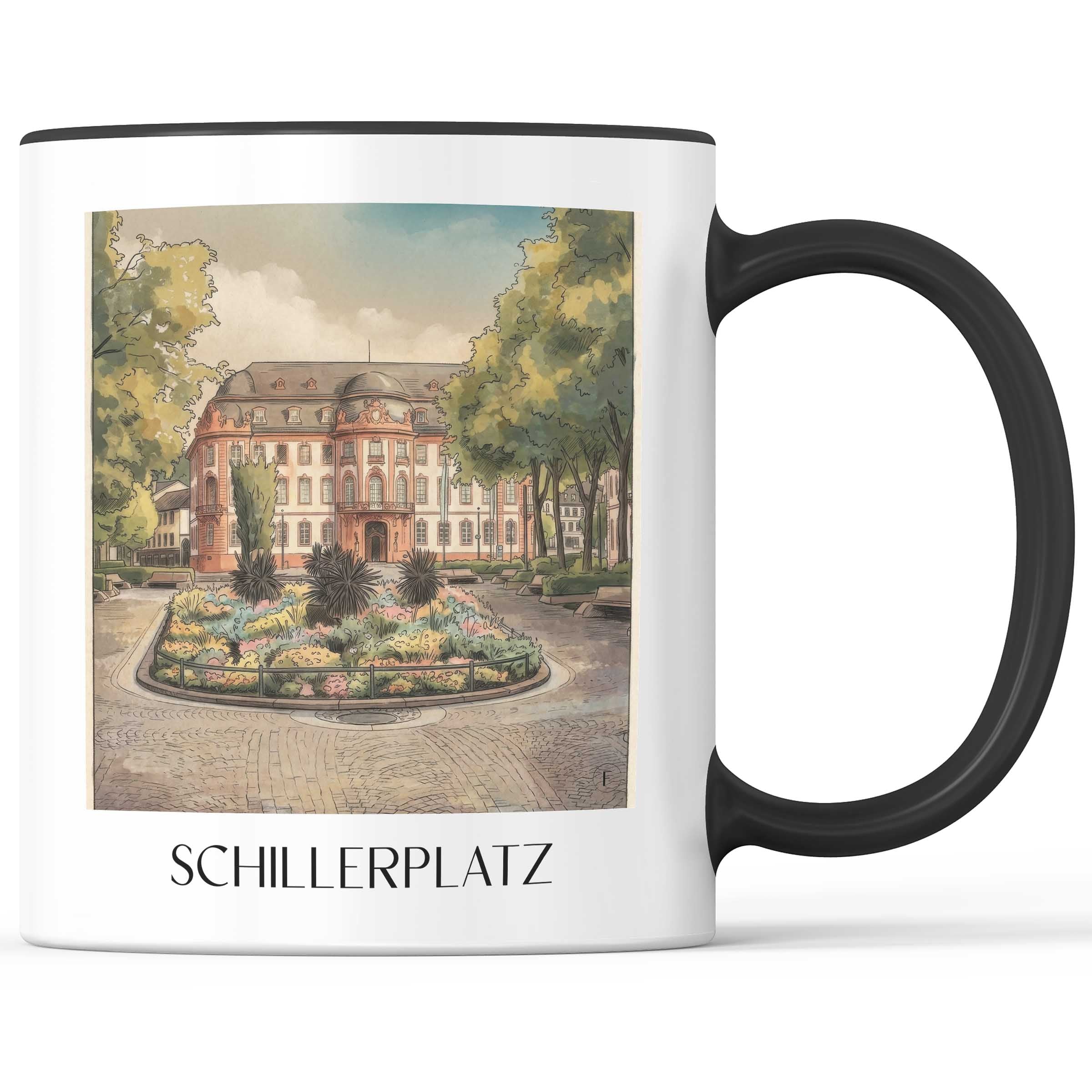Schillerplatz Kaffeebecher - Mainz - Deutschland Becher - Kaffeetasse im Aquarell Stil - favplace