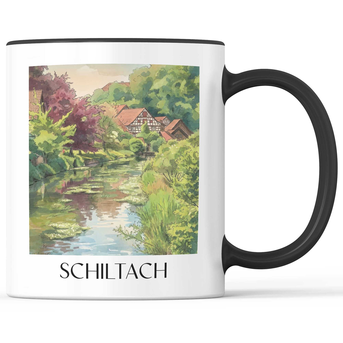 schiltach-schwarzwald-deutschland-kaffeebecher-aquarell