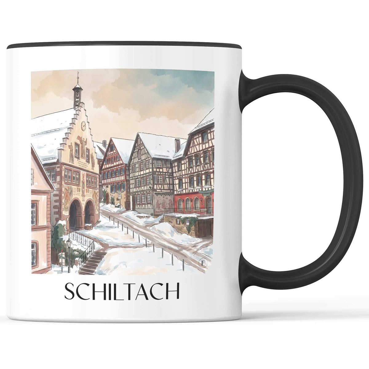 schiltach-schwarzwald-deutschland-kaffeebecher-aquarell