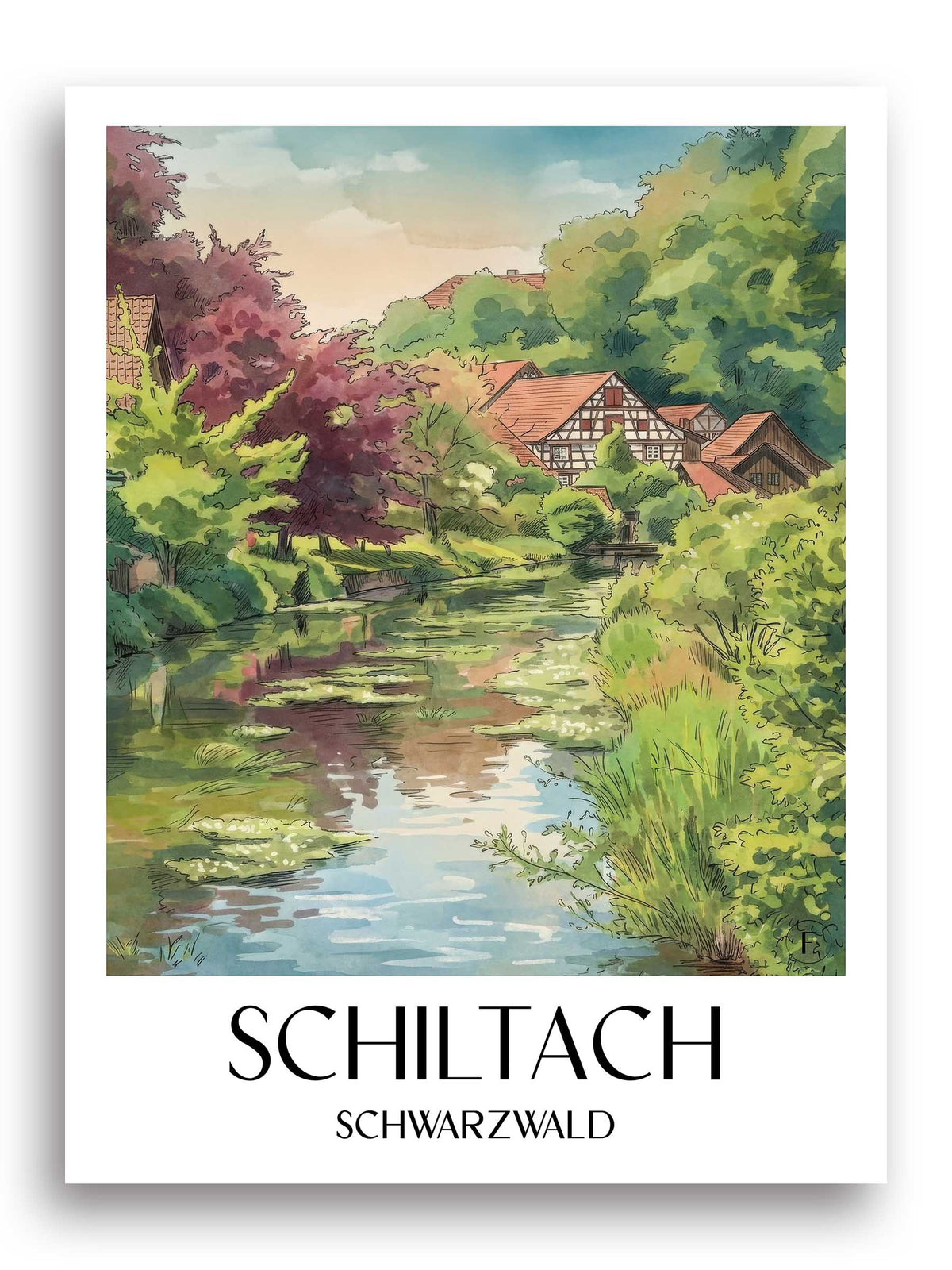 schiltach-schwarzwald-deutschland-poster-aquarell