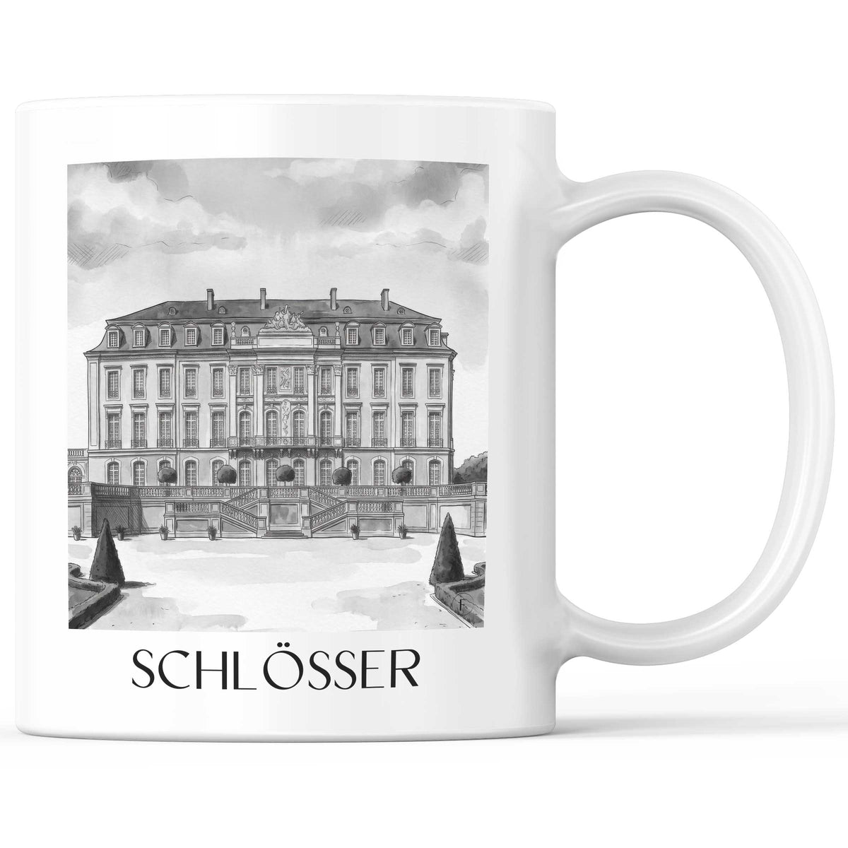 schlösser-brühl-deutschland-kaffeebecher-aquarell-schwarz-weiss