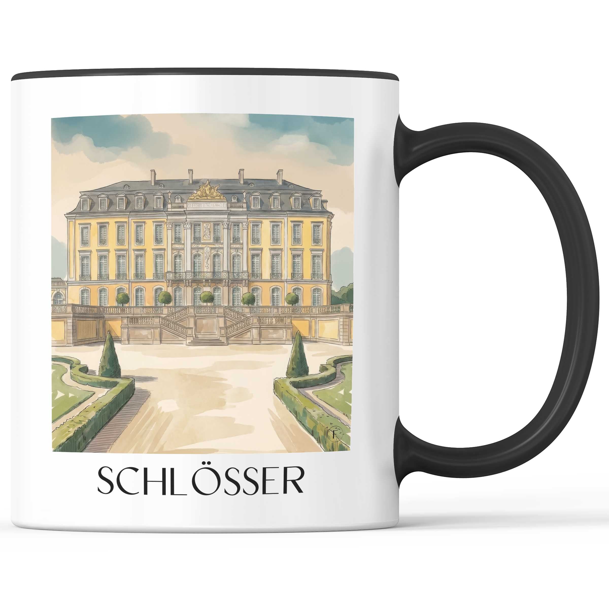 Schlösser Kaffeebecher - Brühl - Deutschland Becher - Kaffeetasse im Aquarell Stil - favplace