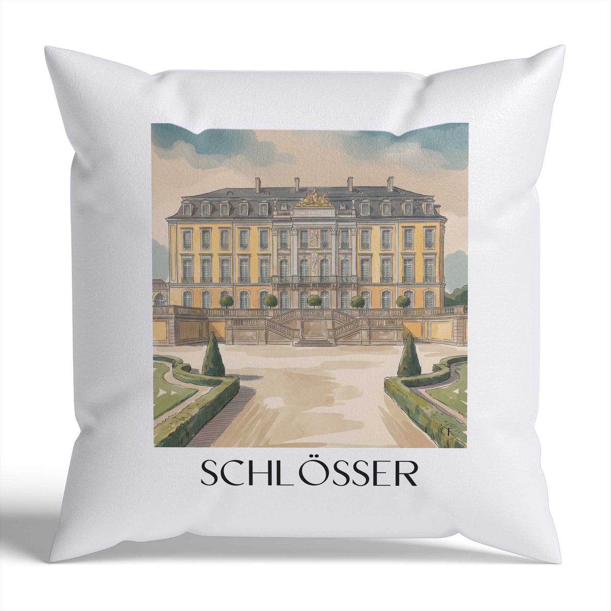 Schlösser Kissenhülle - Zierkissen Bezug - Brühl - Deutschland Kissen bzw. Kissenbezug im Aquarell Stil - favplace