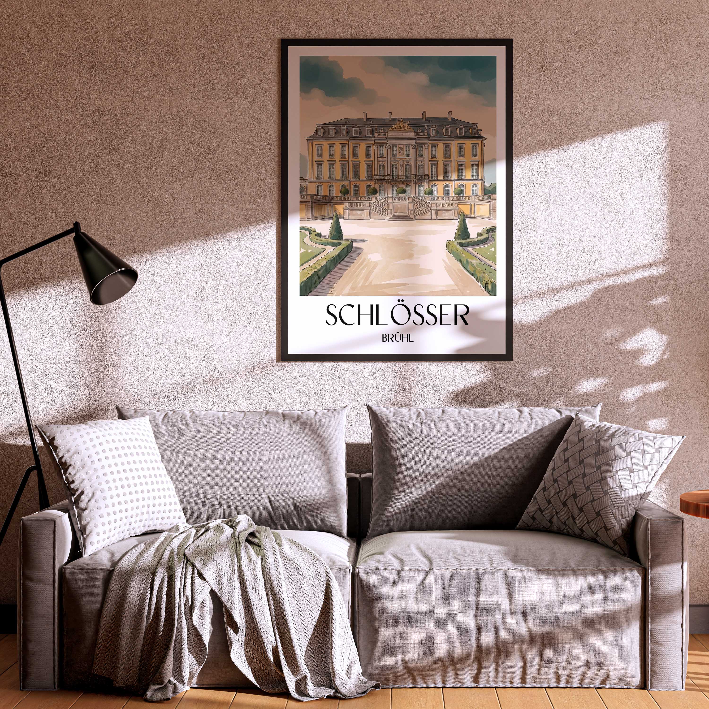 schlösser-brühl-deutschland-poster-aquarell