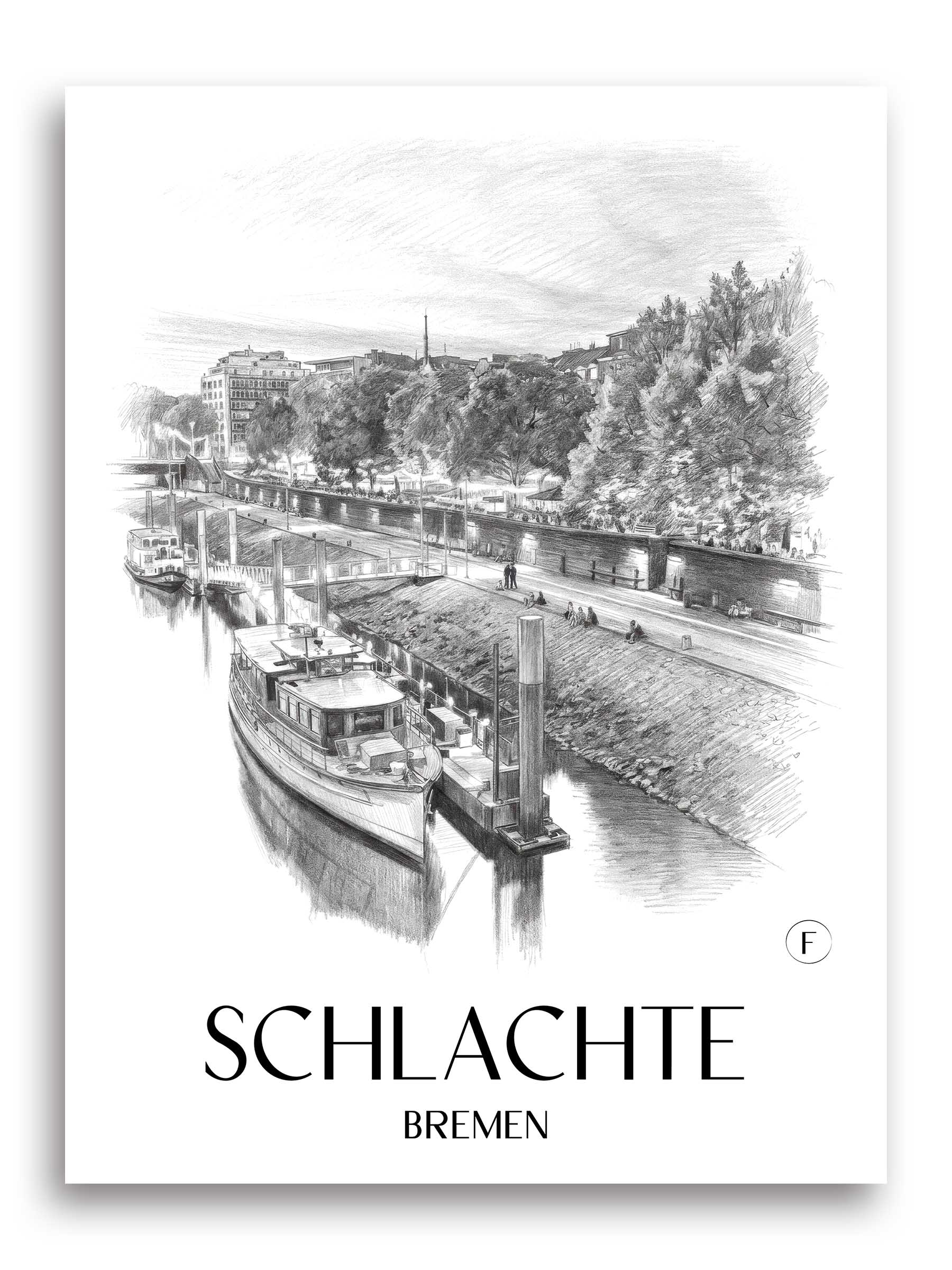 schlachte-bremen-deutschland-poster-bleistift-zeichnung-drawing