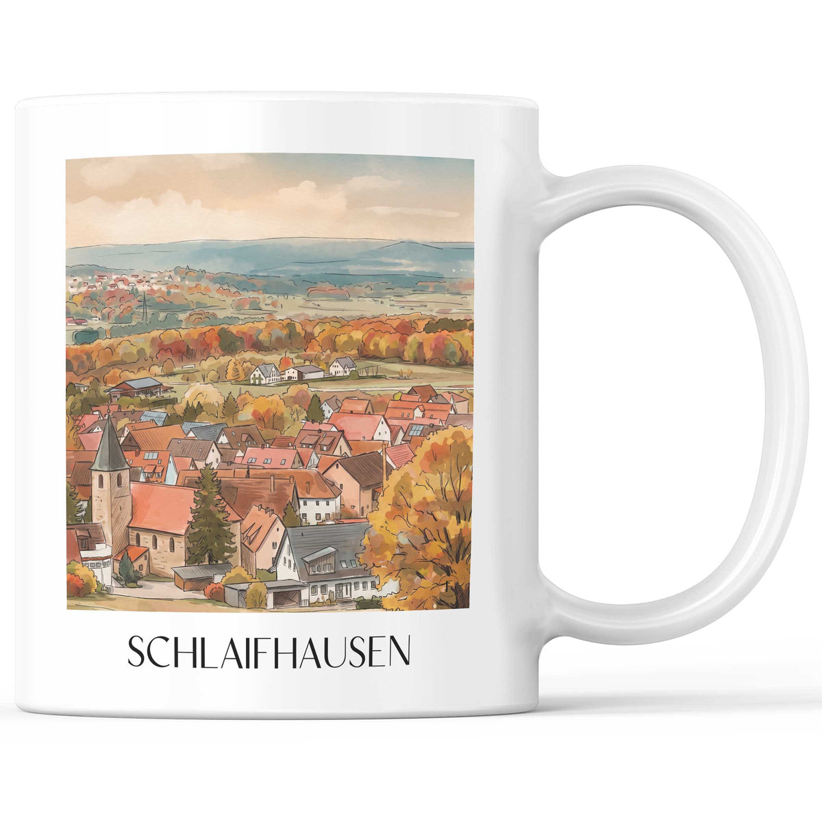 schlaifhausen-fränkische-schweiz-deutschland-kaffeebecher-aquarell