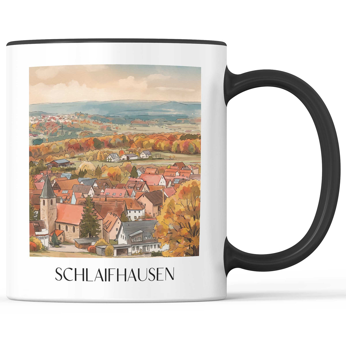 schlaifhausen-fränkische-schweiz-deutschland-kaffeebecher-aquarell
