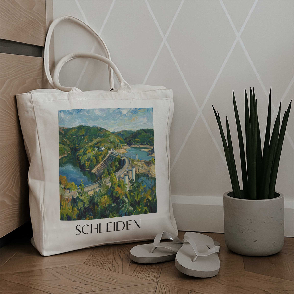 schleiden-eifel-deutschland-einkaufstasche-oil-painting-oelgemaelde