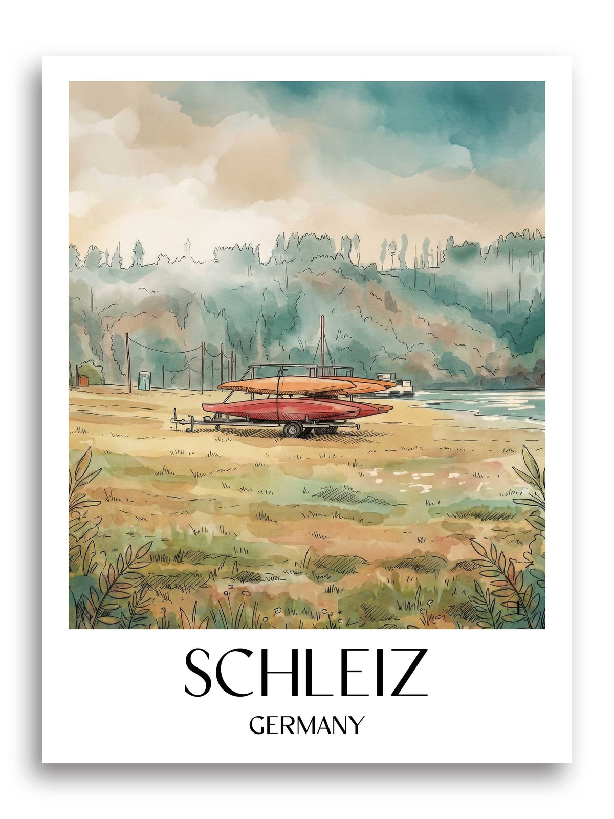 Schleiz Poster - Vogtland - Deutschland Kunstdruck - Aquarell von A4 bis A1 - favplace