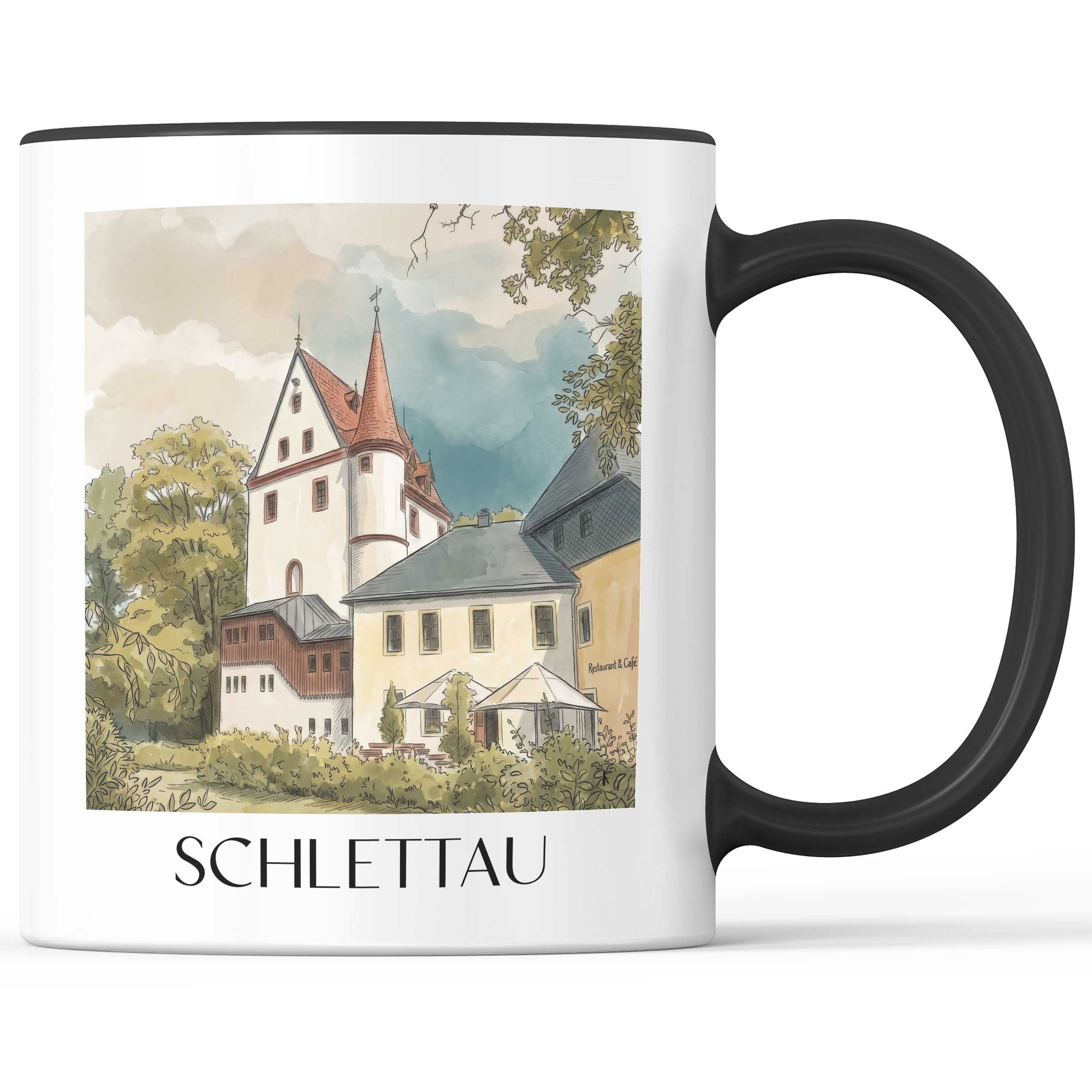 Schlettau Kaffeebecher - Erzgebirge - Deutschland Becher - Kaffeetasse im Aquarell Stil - favplace