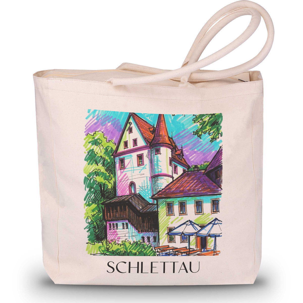 Schlettau Shopping Tasche - Erzgebirge - Deutschland Tote Bag - Einkaufstasche im Tag Graffiti Stil - favplace