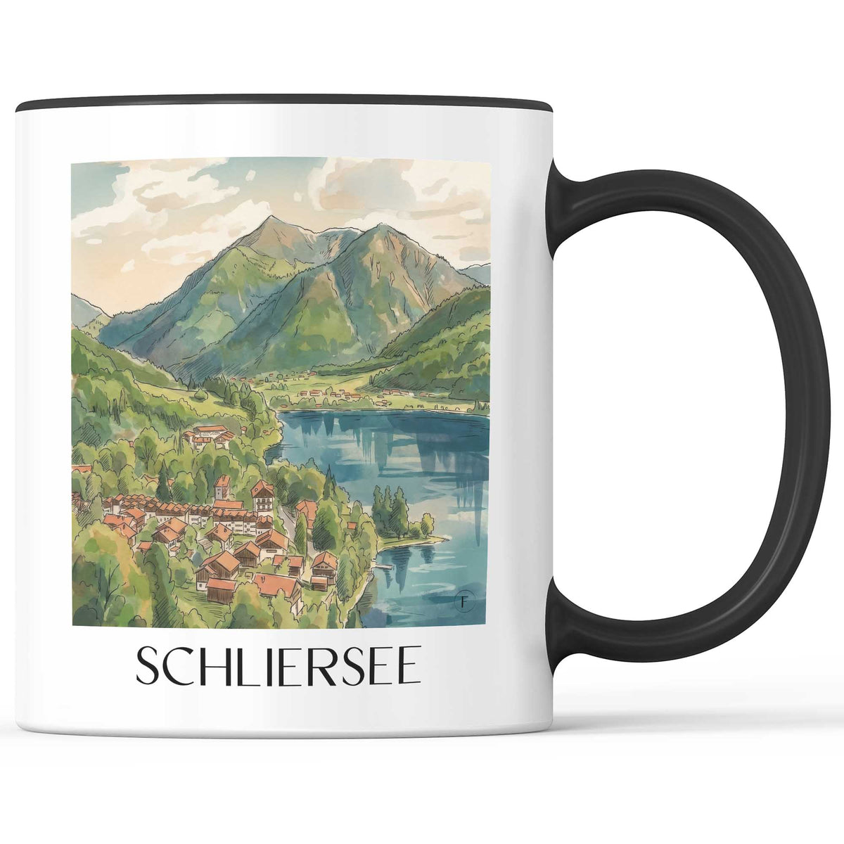 Schliersee Kaffeebecher - Bayern - Deutschland Becher - Kaffeetasse im Aquarell Stil - favplace