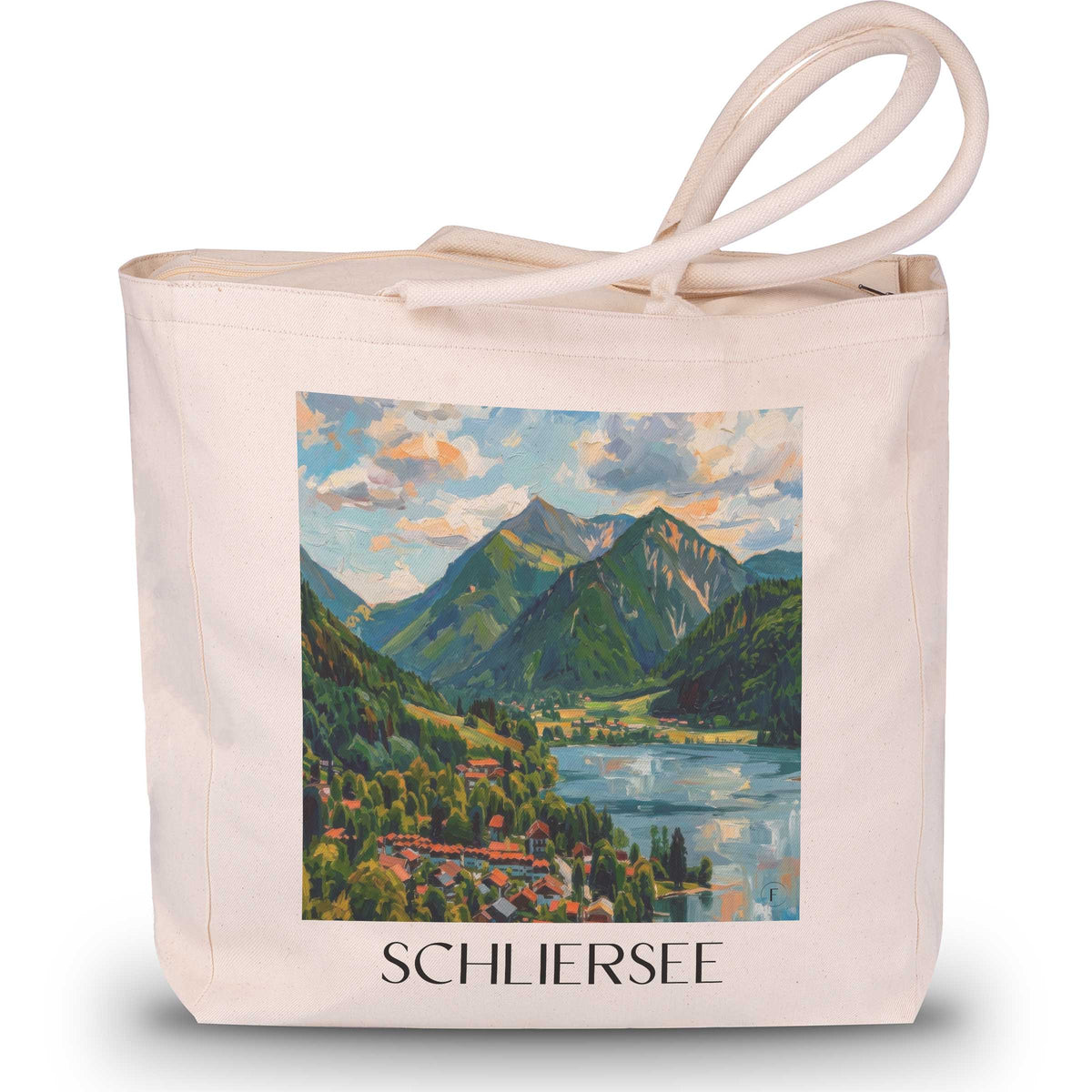 Schliersee Shopping Tasche - Bayern - Deutschland Tote Bag - Einkaufstasche im Ölgemälde Stil - favplace